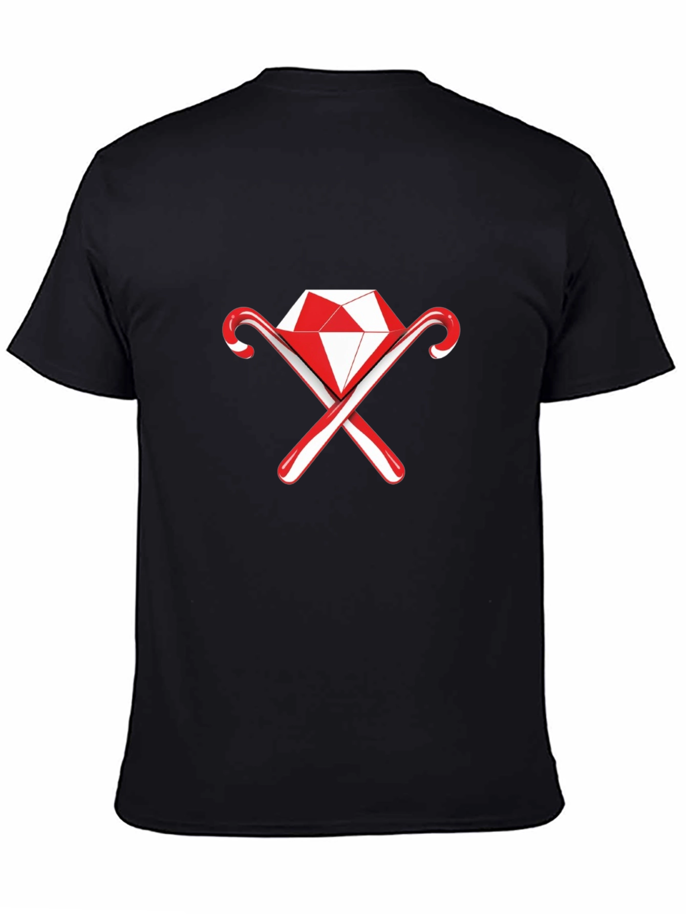 Black Diamond & Candy Cane Graphic Black Tee view 4