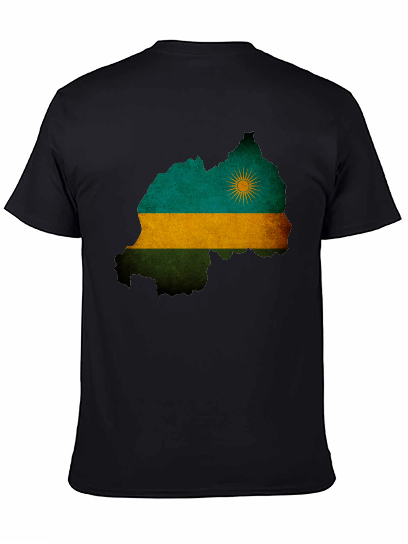 Black Rwanda Flag Map T-Shirt - Black view 4