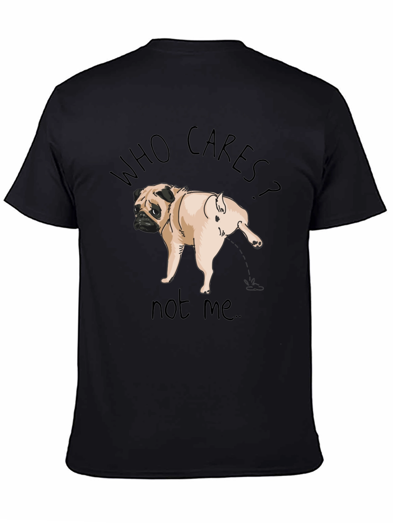 Black Funny Pug Dog Graphic Tee - Who Cares? view 4