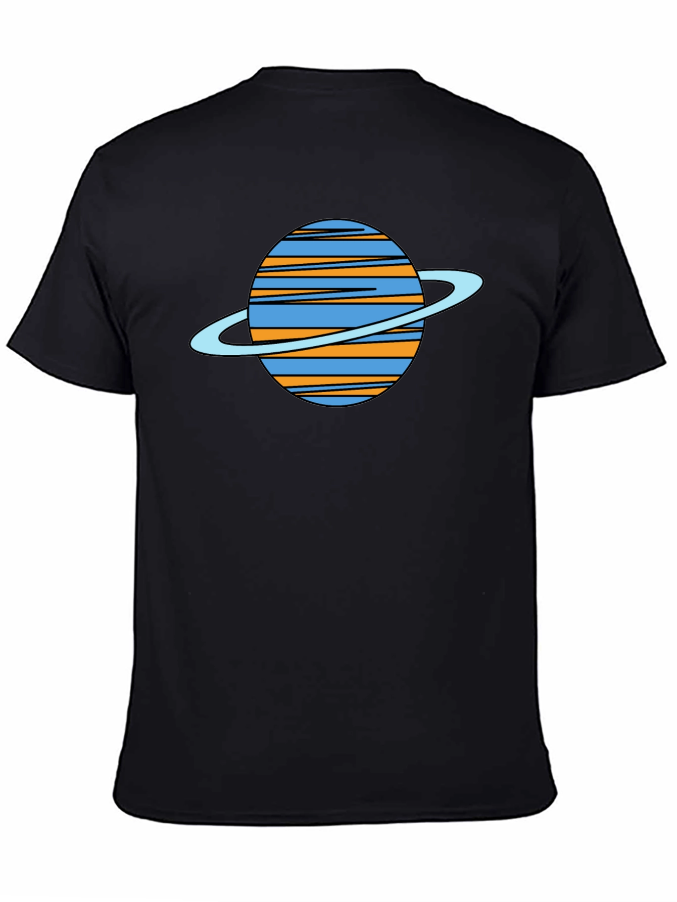 Black Saturn Graphic Black T-Shirt - Trendy Space Tee view 4