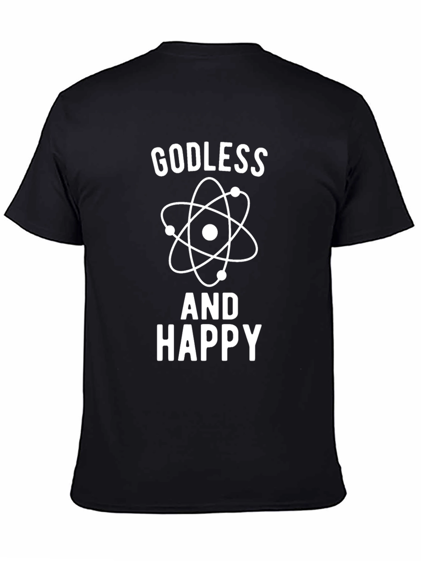 Black Godless And Happy Graphic T-Shirt view 4