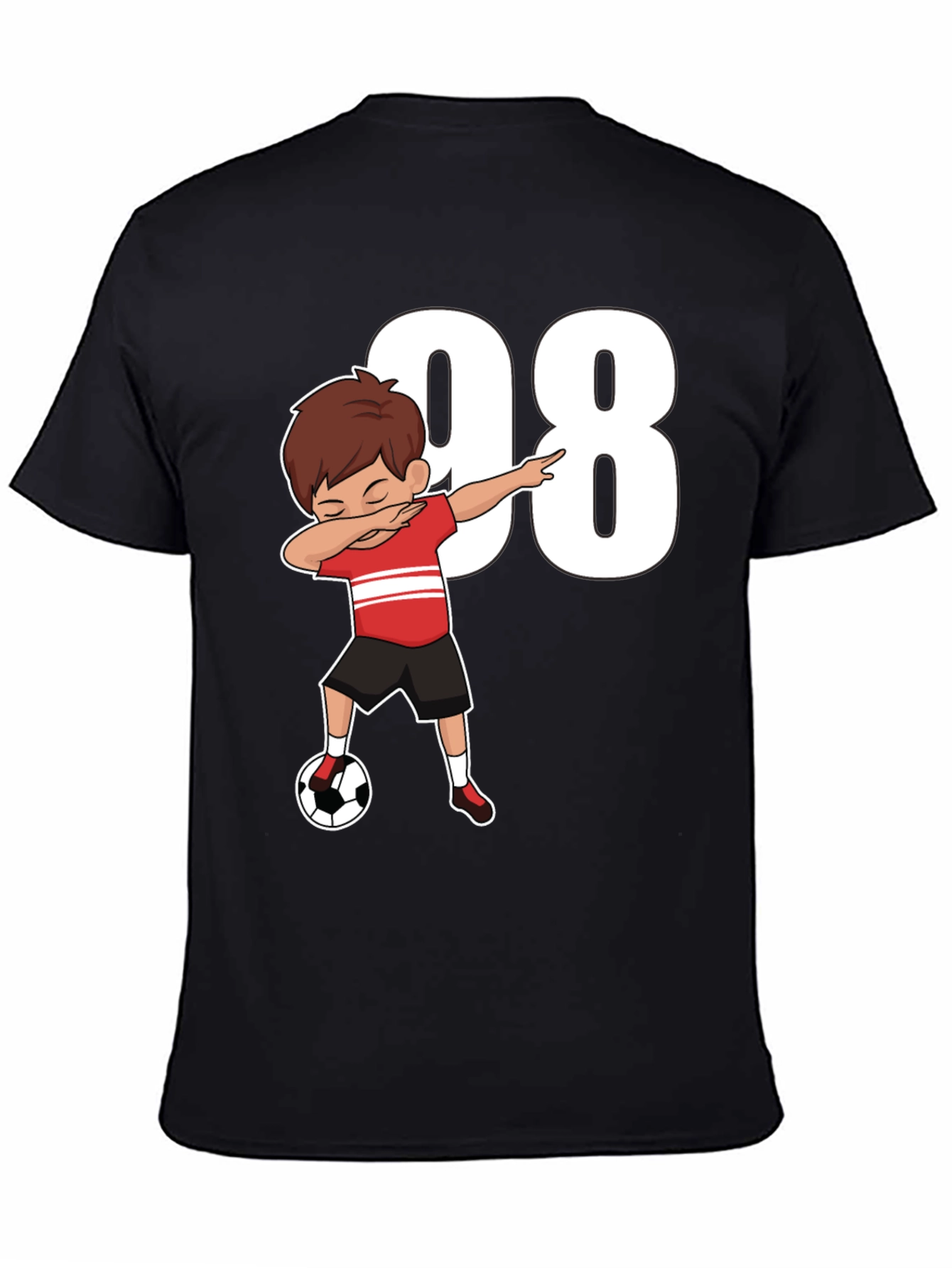 Black Dabbing Soccer Boy T-Shirt - Number 98 view 4