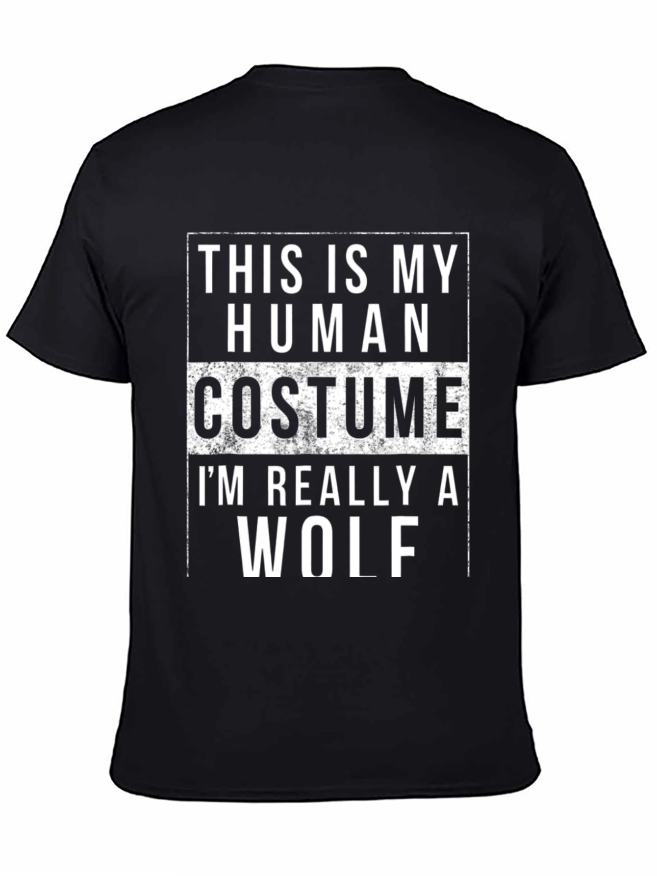 Black Human Costume Wolf T-Shirt - Funny Animal Tee view 4