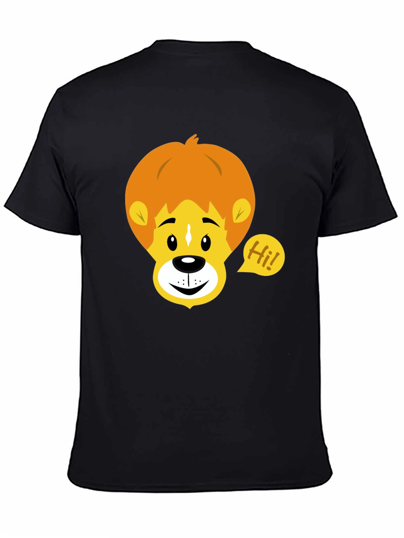 Black Cartoon Lion Graphic Tee - Black view 4