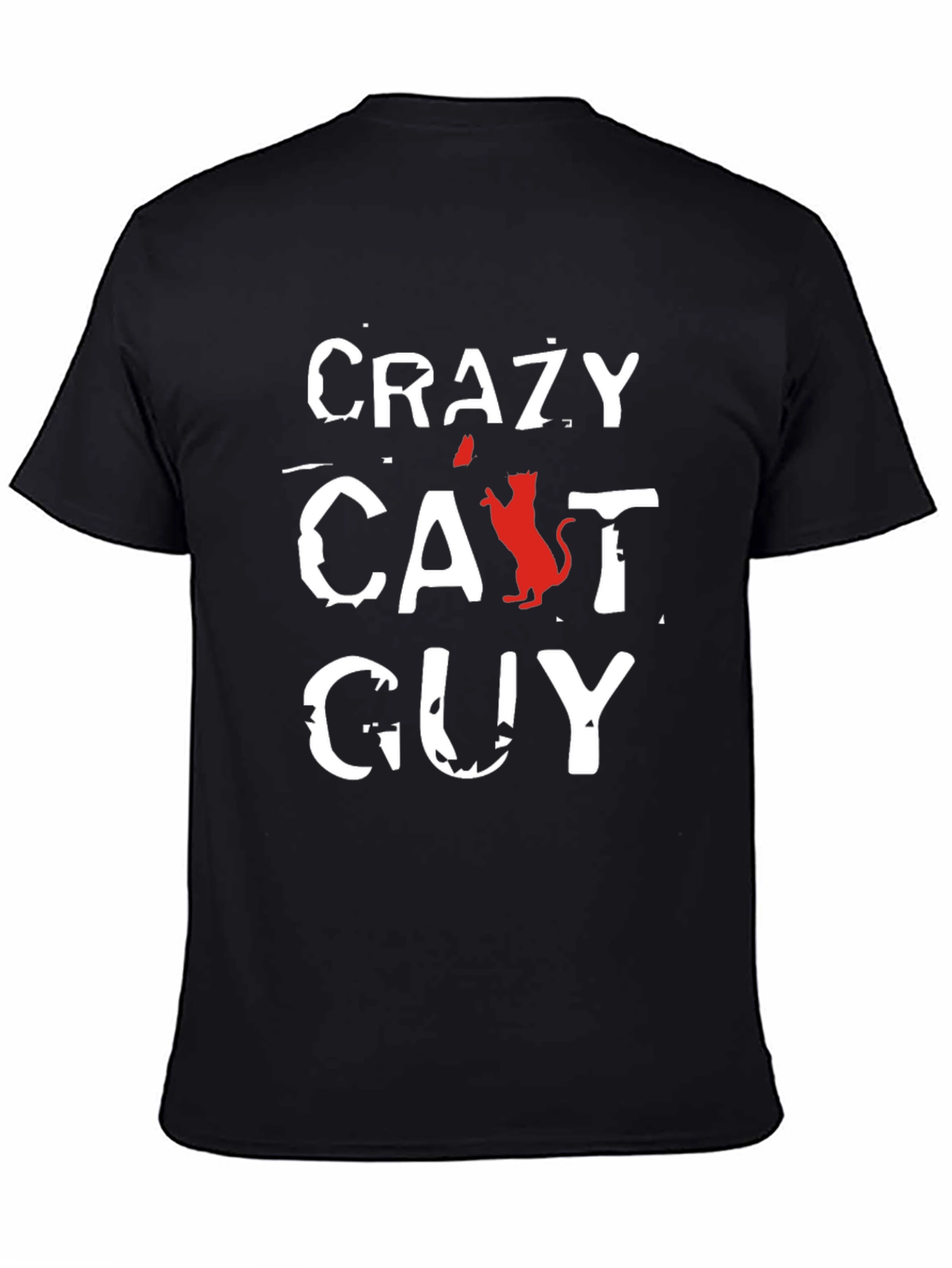Black Crazy Cat Guy T-Shirt - Unique Gift for Cat Lovers view 4