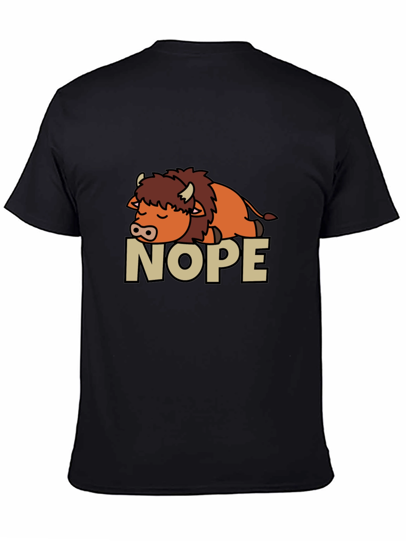 Black Nope Buffalo T-Shirt - Funny Sleepy Bison Tee view 4