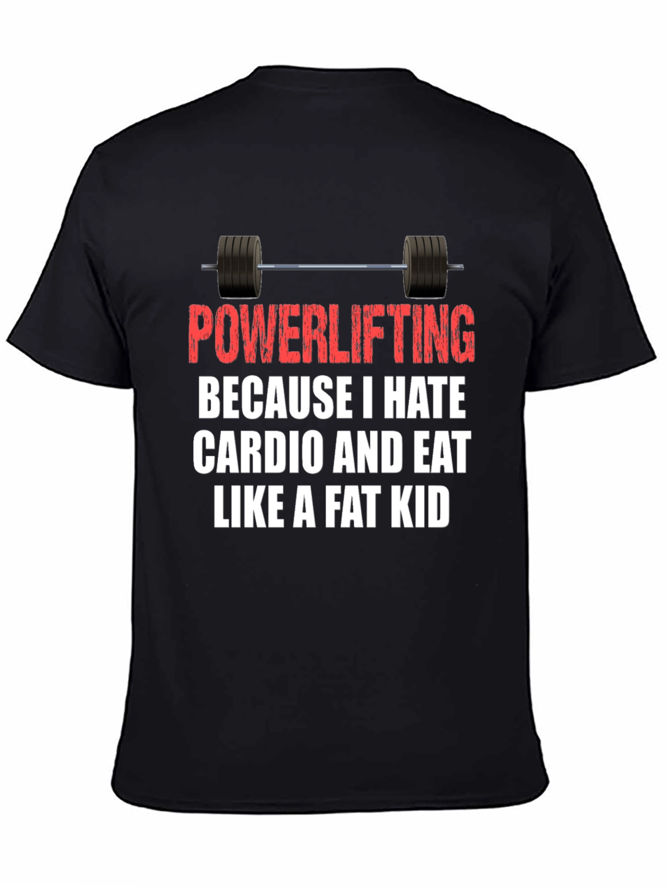 Black Powerlifting Hates Cardio Graphic Tee view 4
