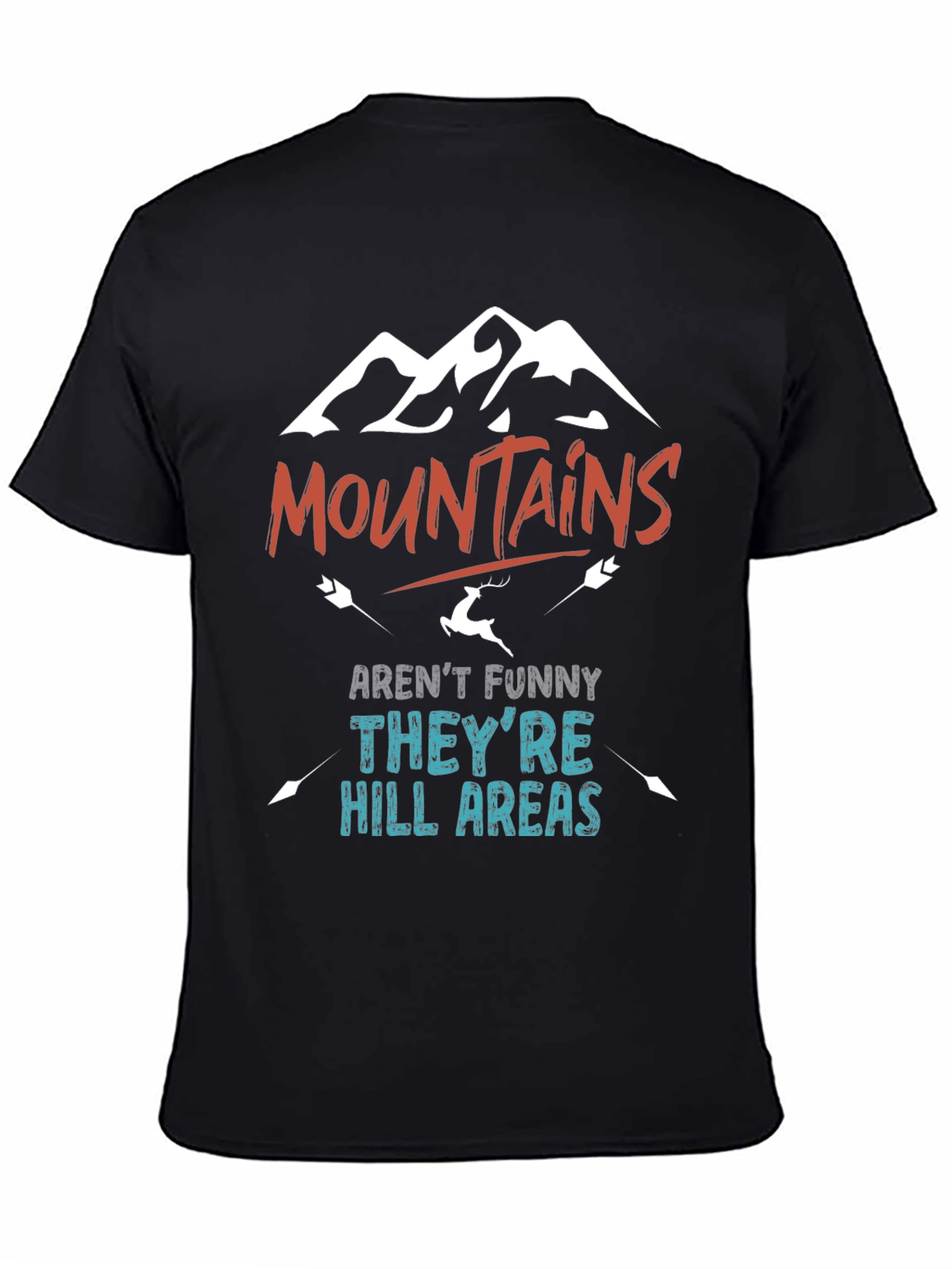 Black Mountains Aren't Funny Men's Black T-Shirt view 4
