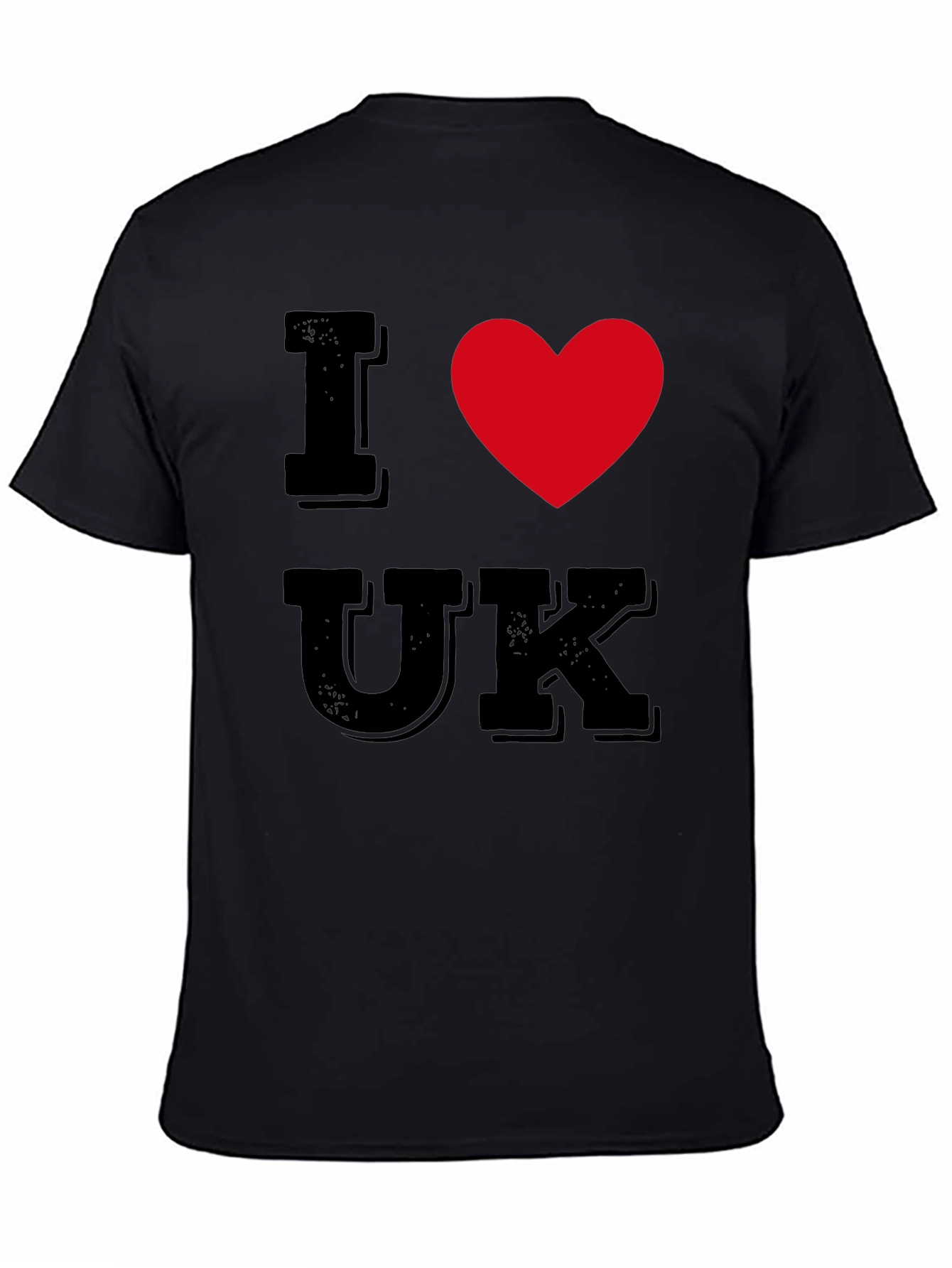 Black I Heart UK T-Shirt - Black Cotton Tee view 4