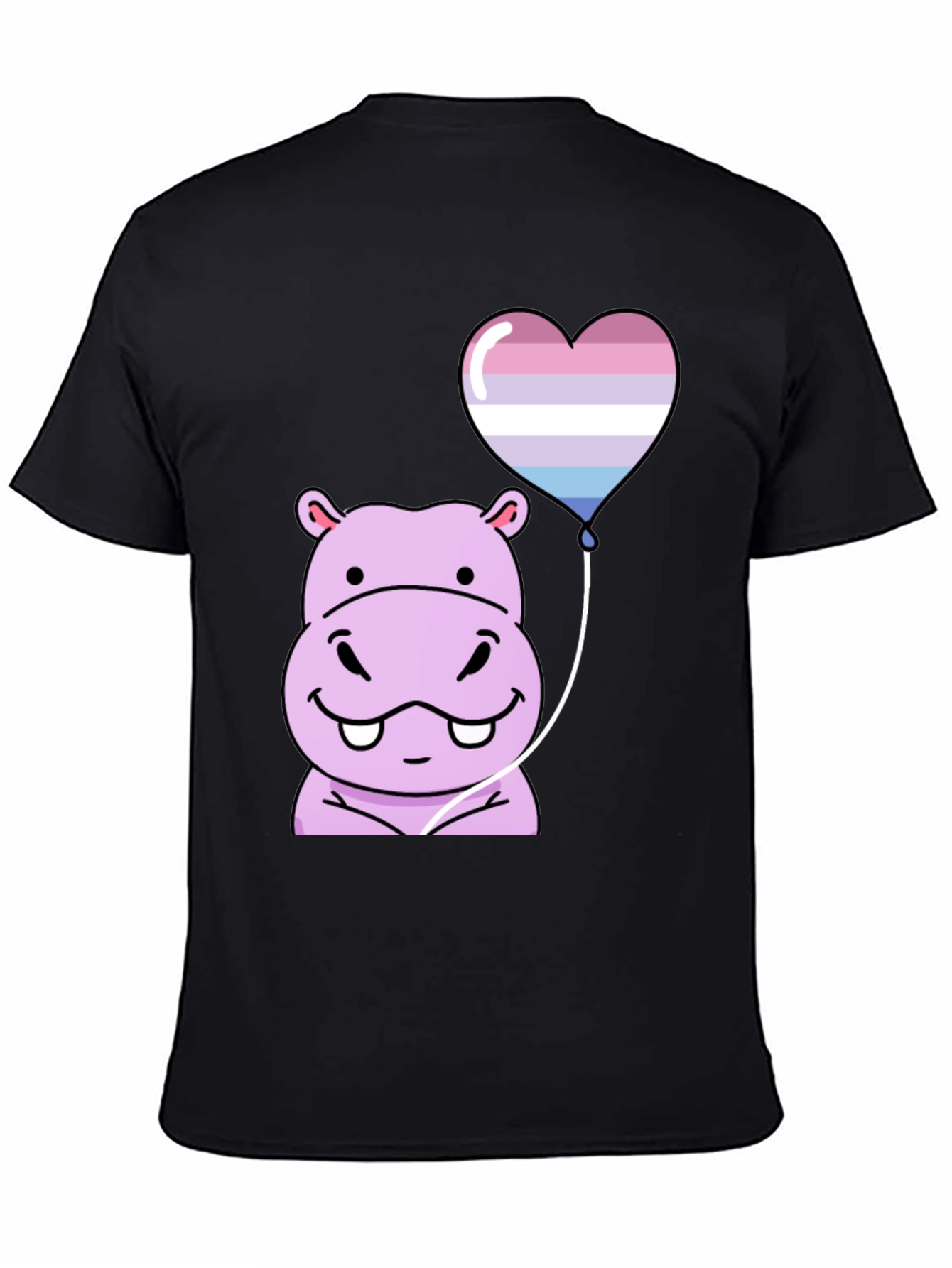 Black Hippo Heart Balloon T-Shirt view 4