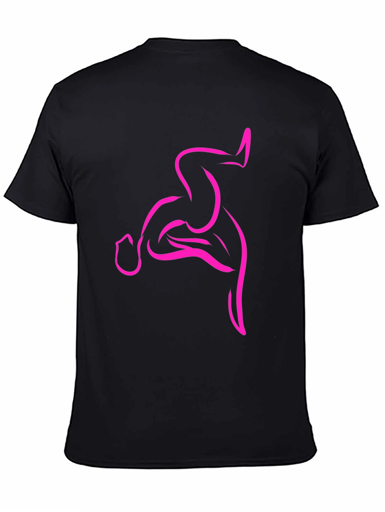 Black Men's Black T-Shirt with Abstract Pink Design view 4
