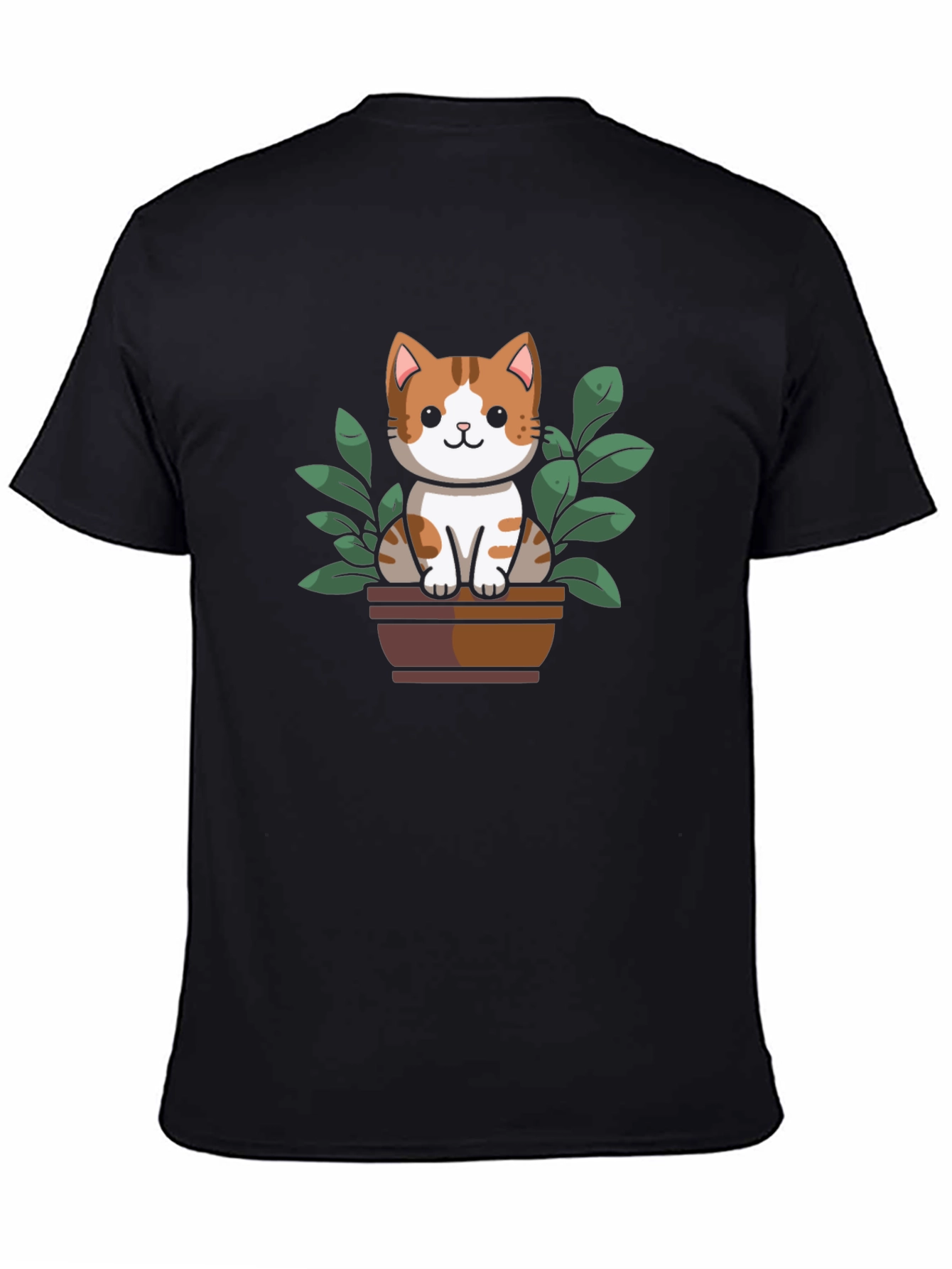 Cute Cat Plant Pot Graphic Tee - 4