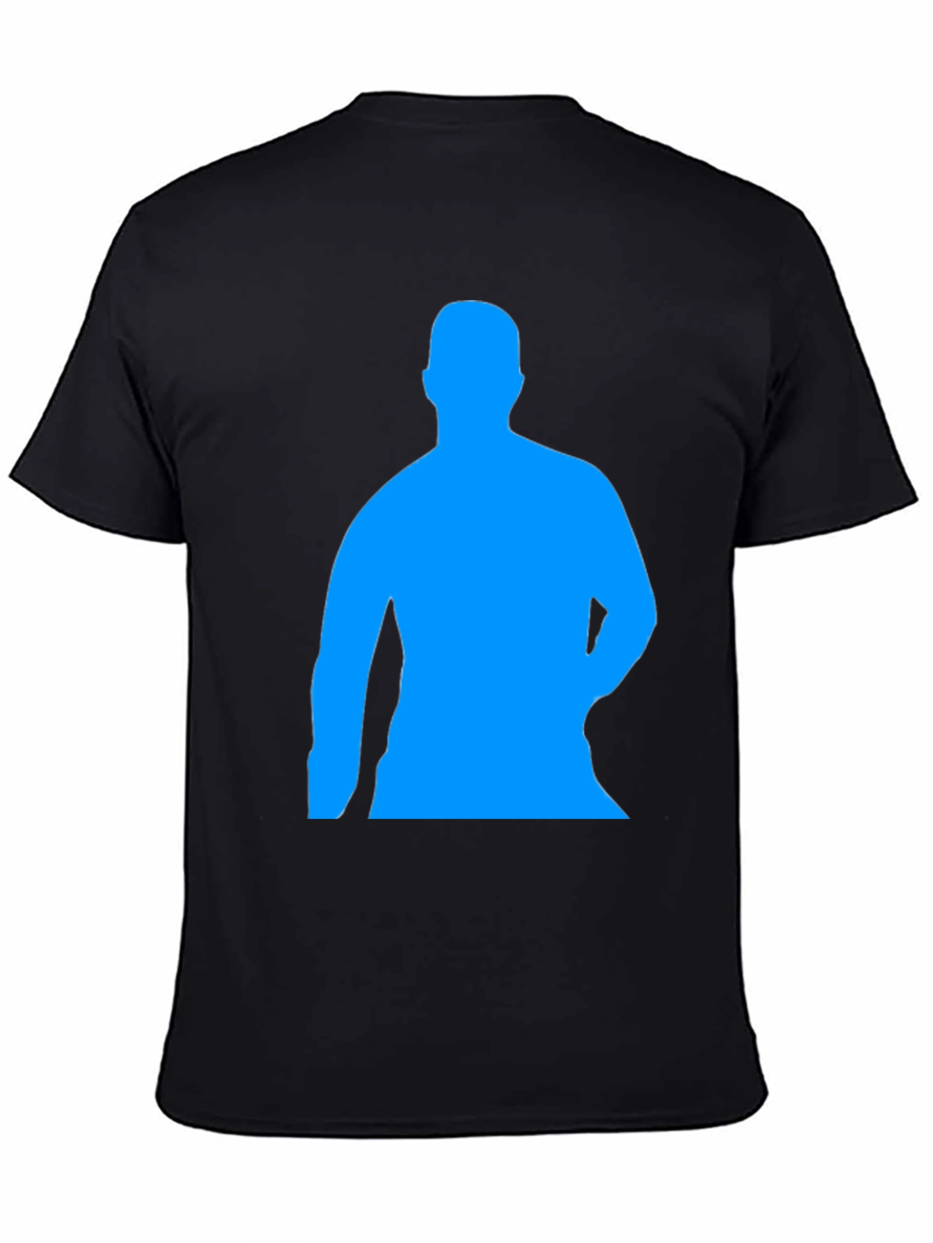 Black Men's Black T-Shirt with Blue Silhouette Print view 4