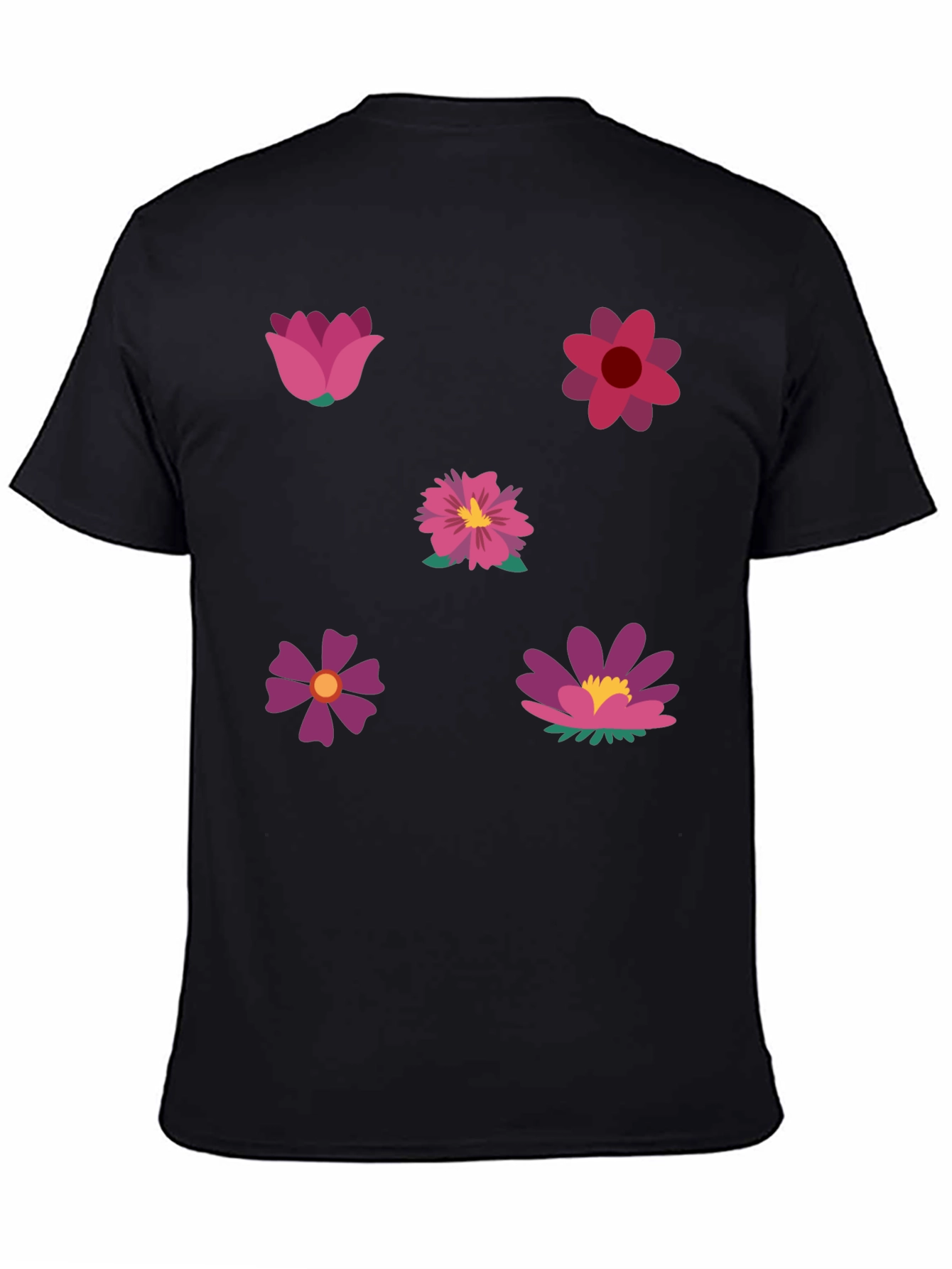 Black Floral Print Black T-Shirt view 4