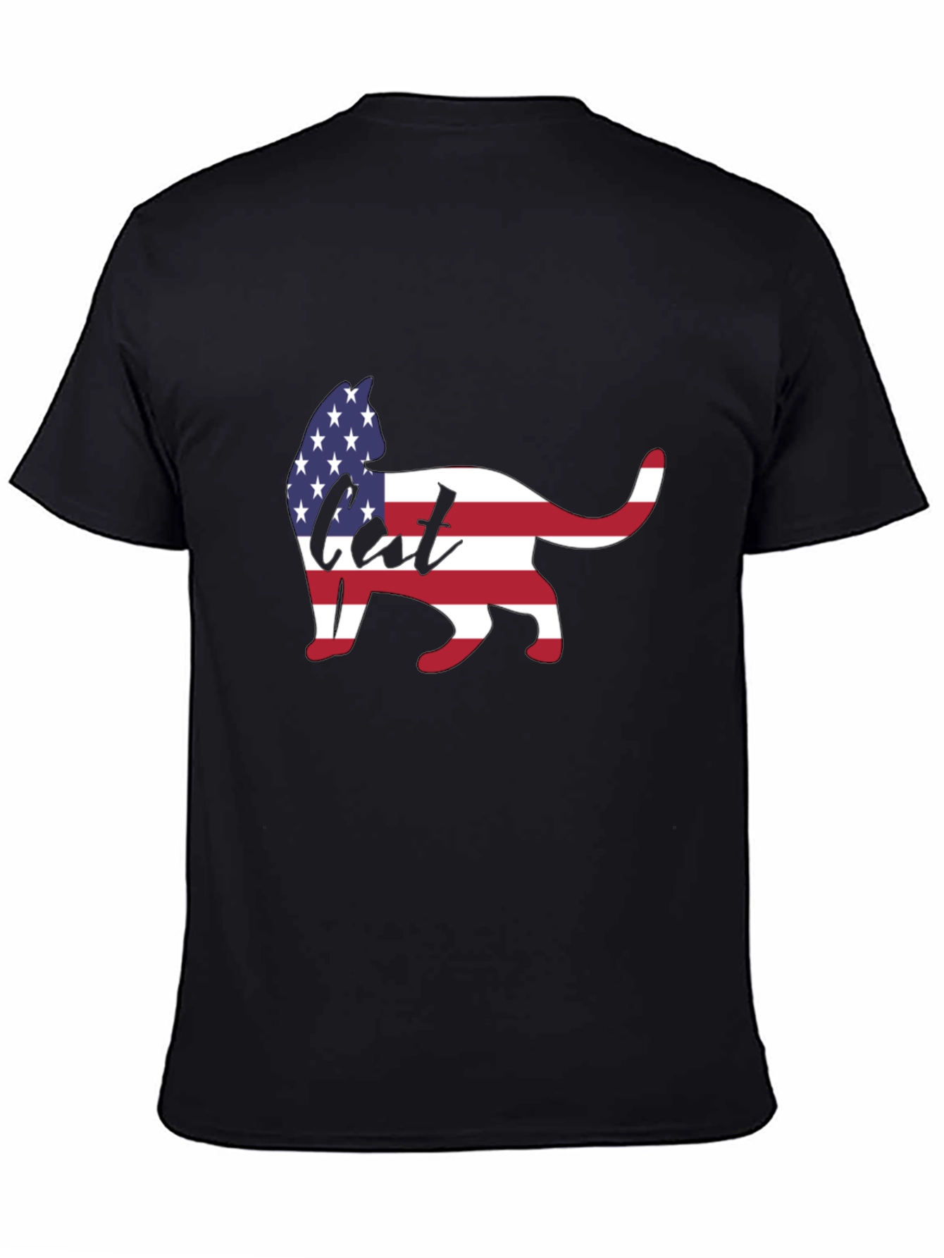 Black Patriotic Cat T-Shirt view 4