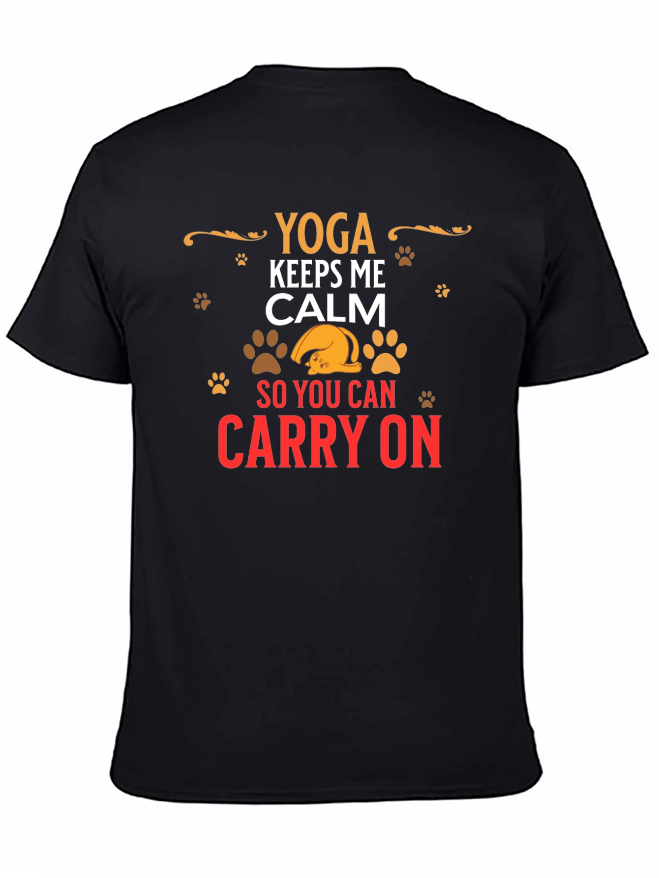 Black Yoga Keeps Me Calm Graphic T-Shirt view 4