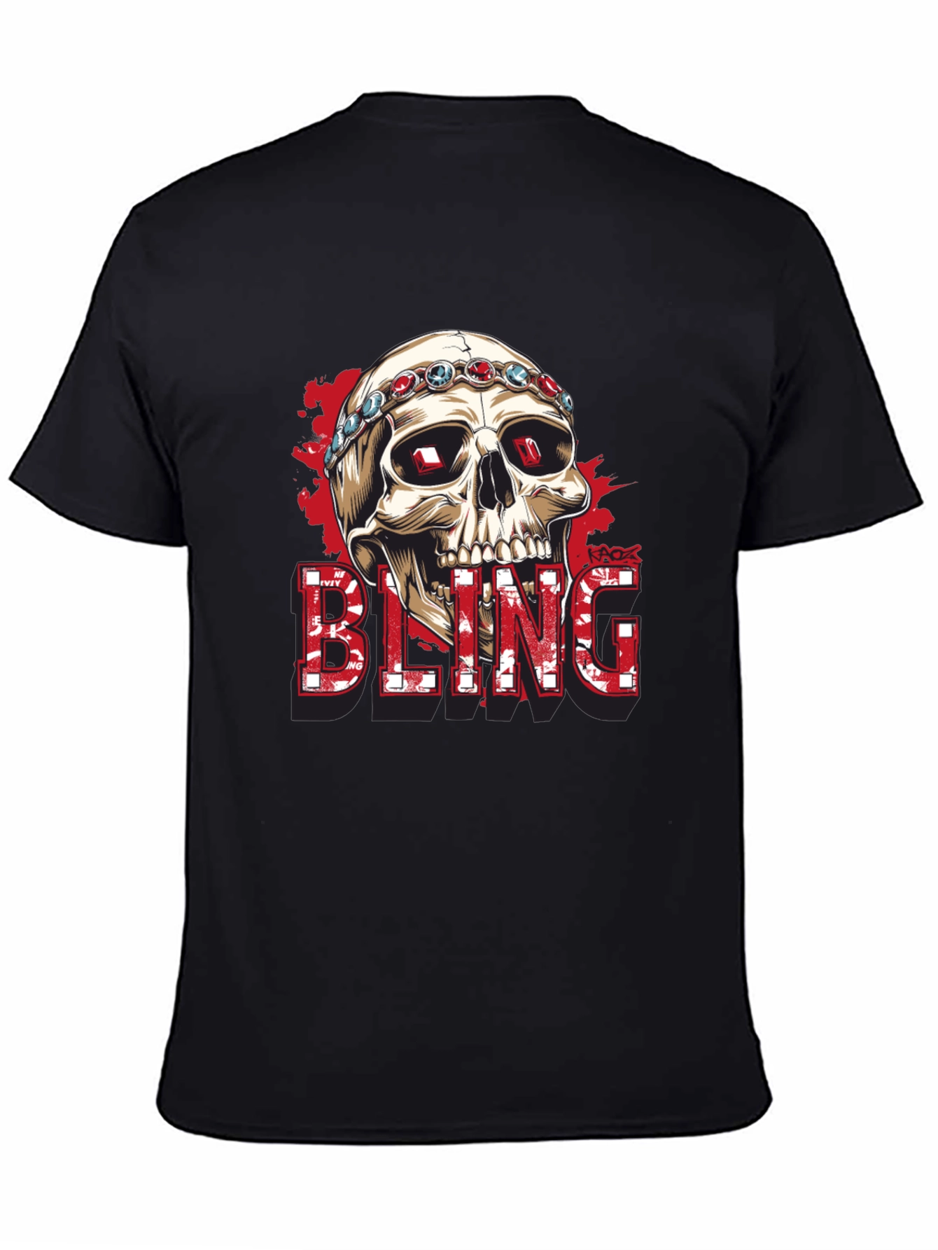 Black Skull Bling Graphic Tee - Mens Fashion view 4