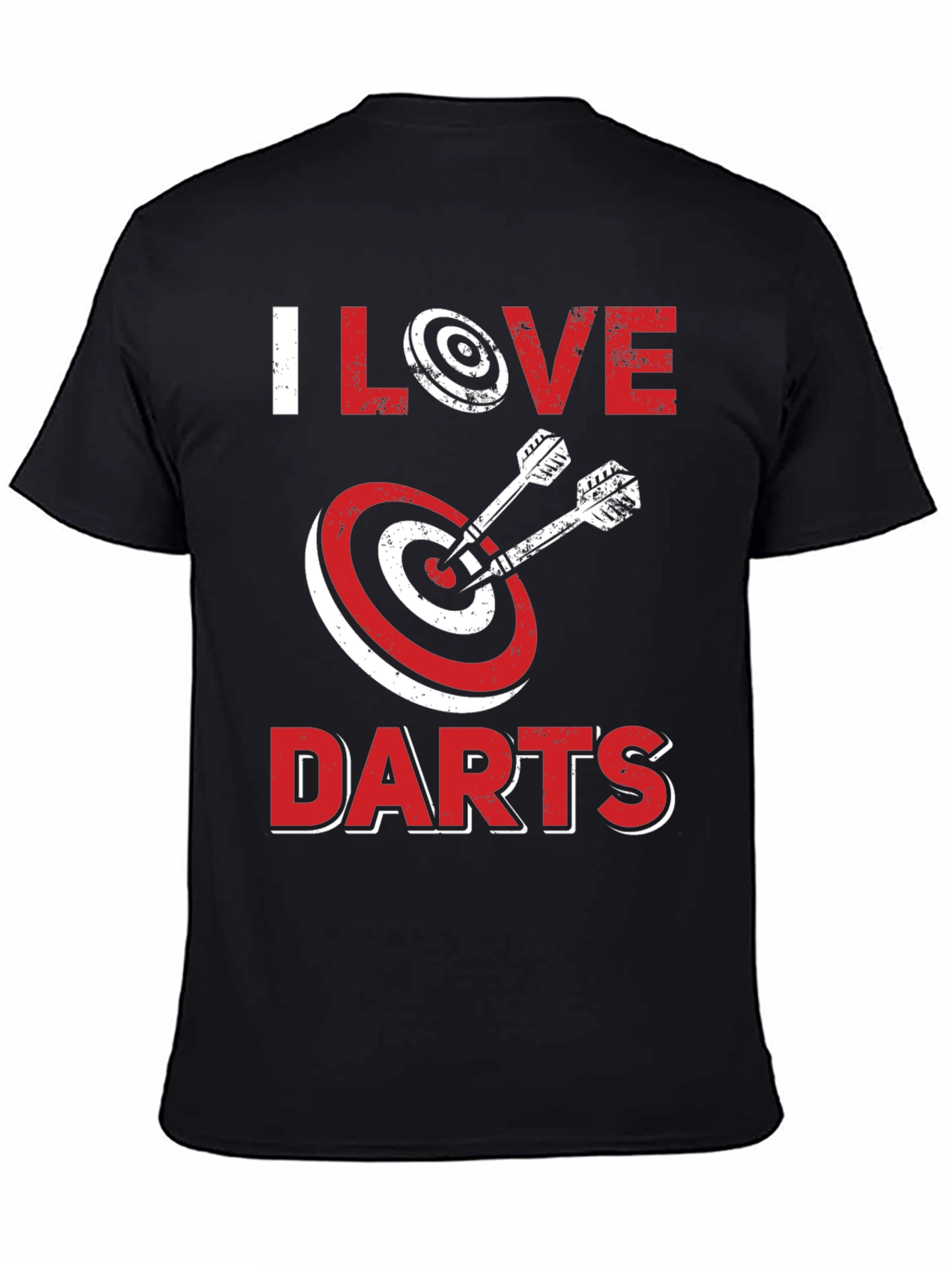 Black I Love Darts Graphic Tee - Black Cotton Casual Shirt view 4