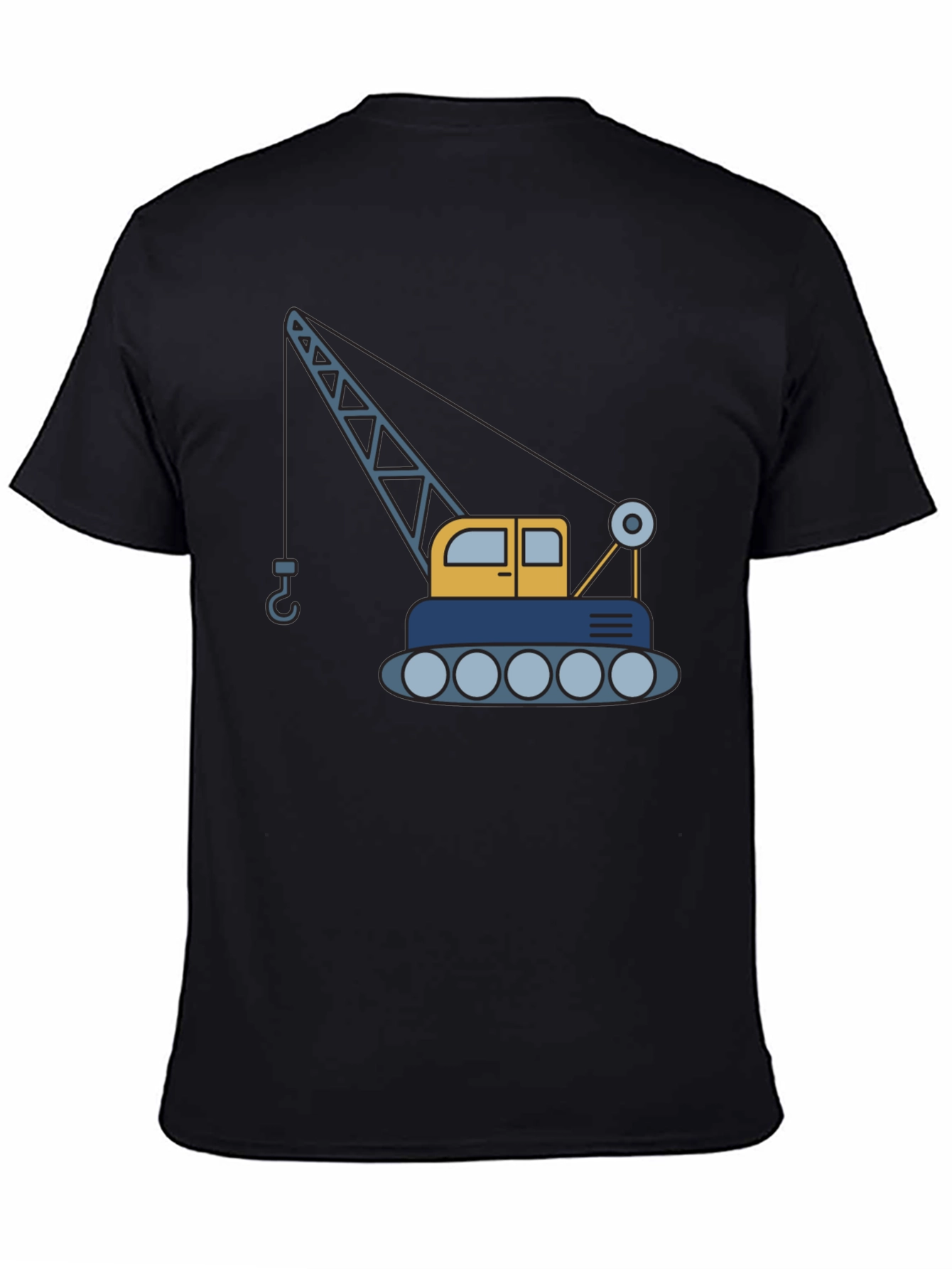 Black Crane Graphic T-Shirt - Construction Vehicle Tee view 4