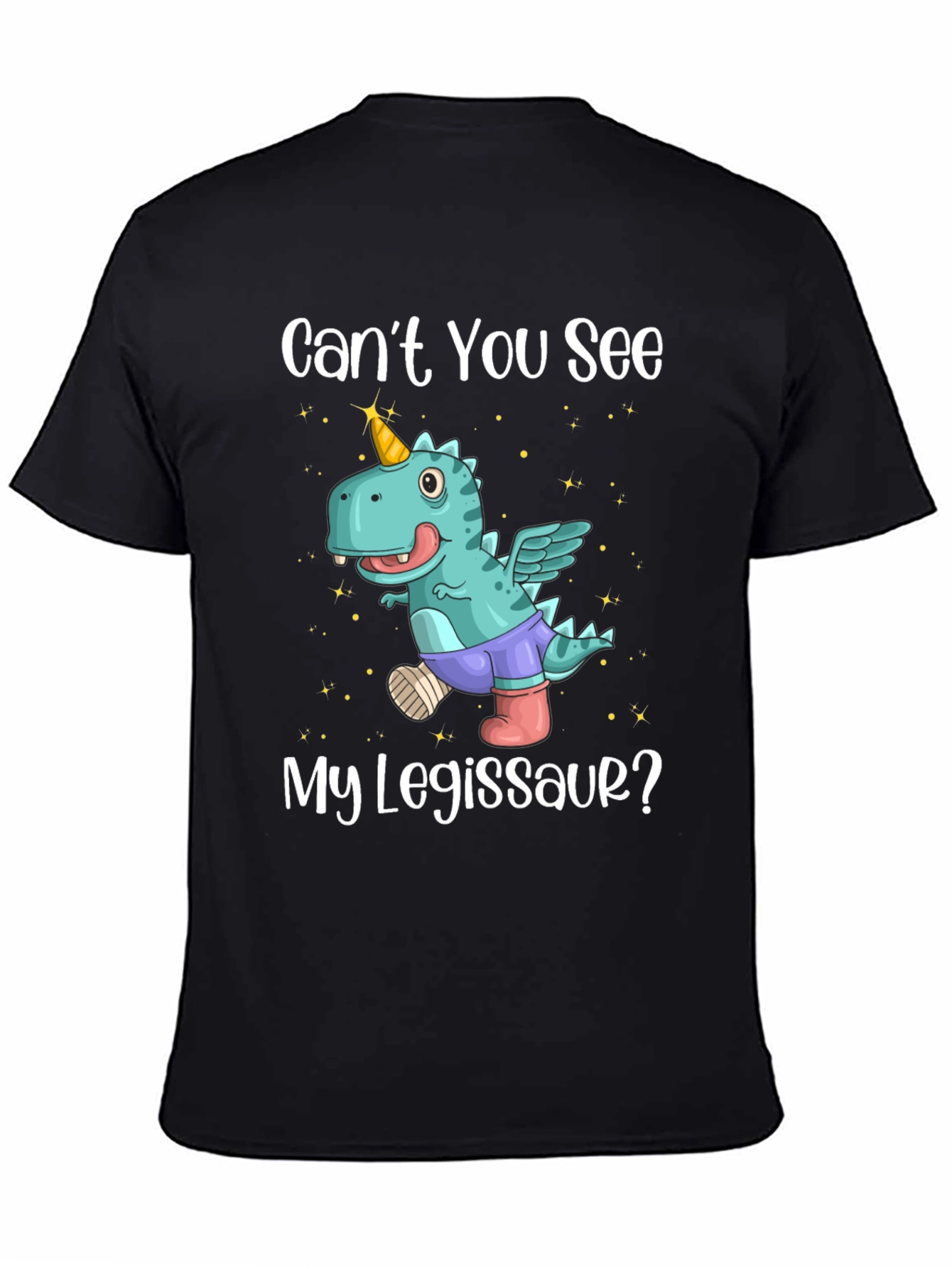 Black Funny Legisaur T-Shirt - Dinosaur Unicorn Tee view 4