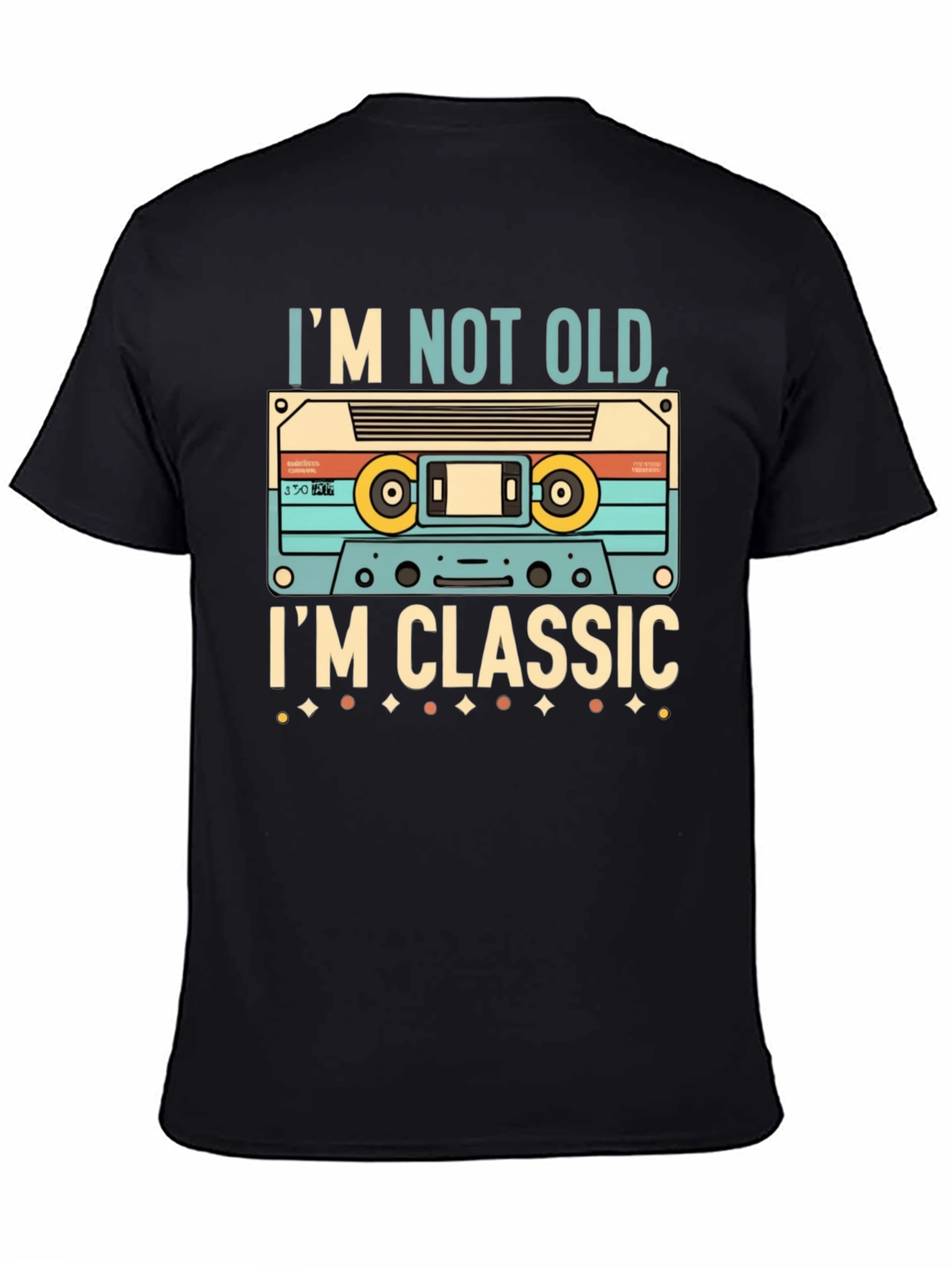 Black I'm Not Old, I'm Classic Cassette Tape T-Shirt view 4