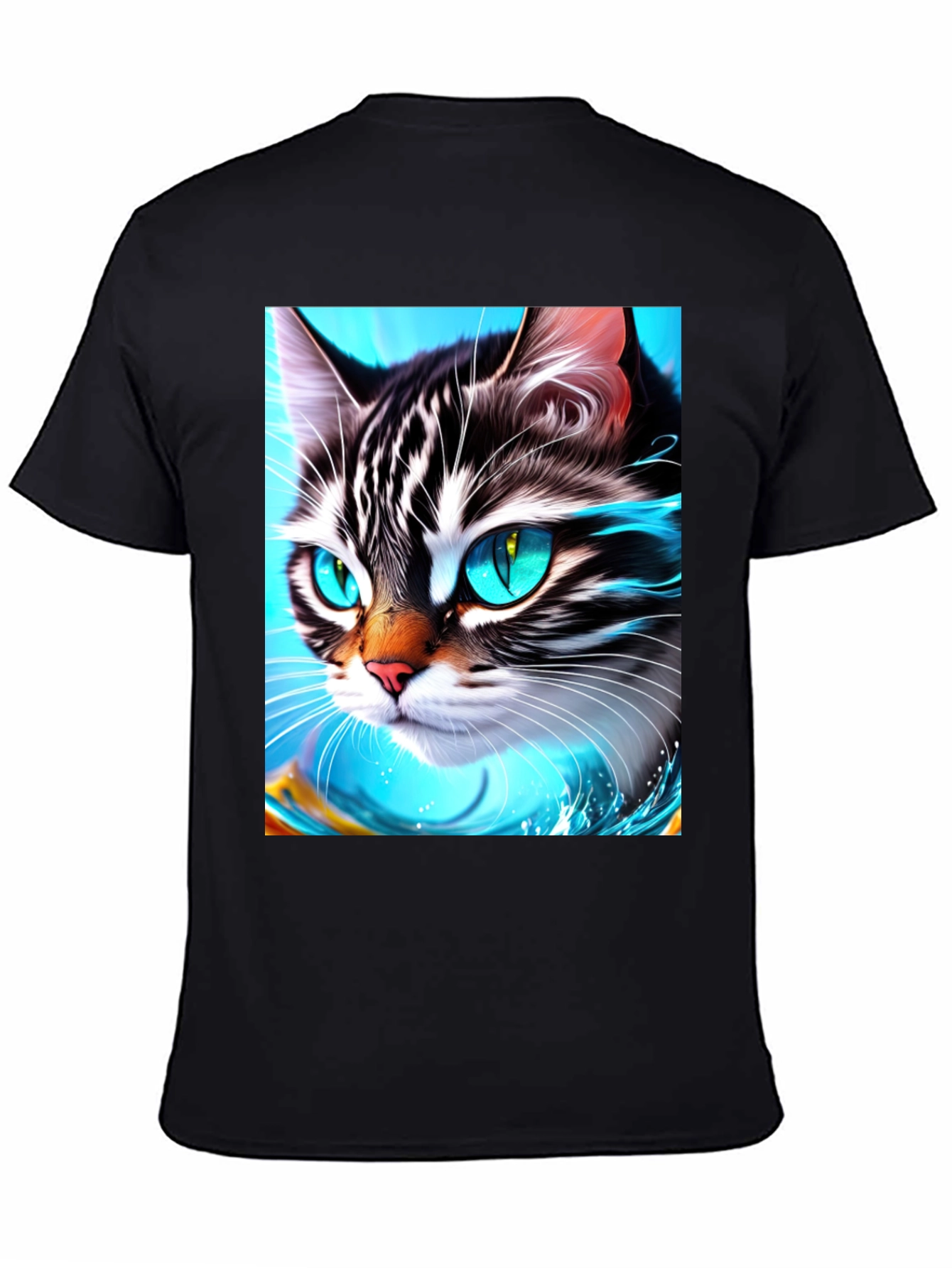 Black Cat Face T-Shirt - Cool Graphic Tee view 4