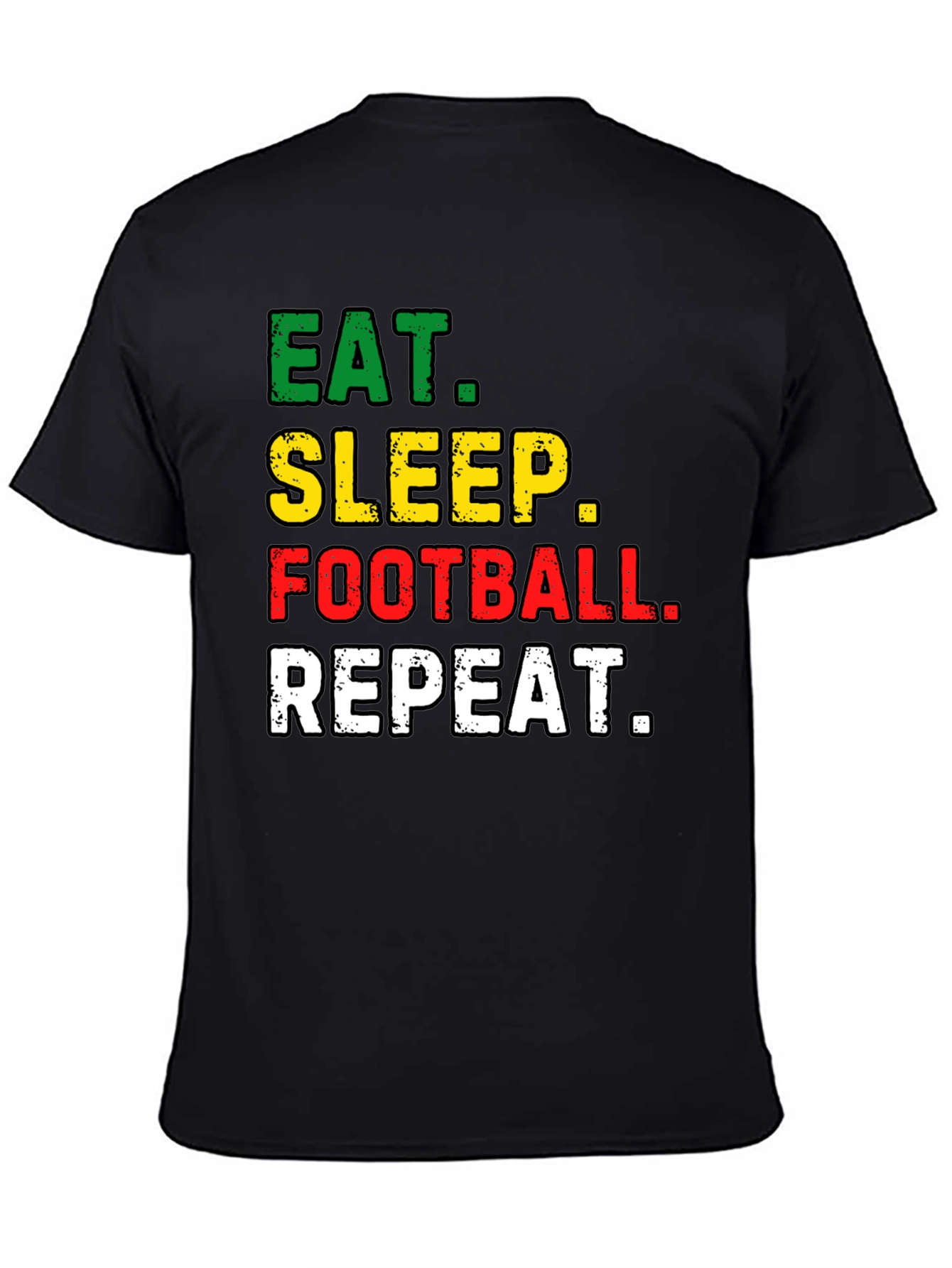 Black Eat Sleep Football Repeat Black T-Shirt view 4