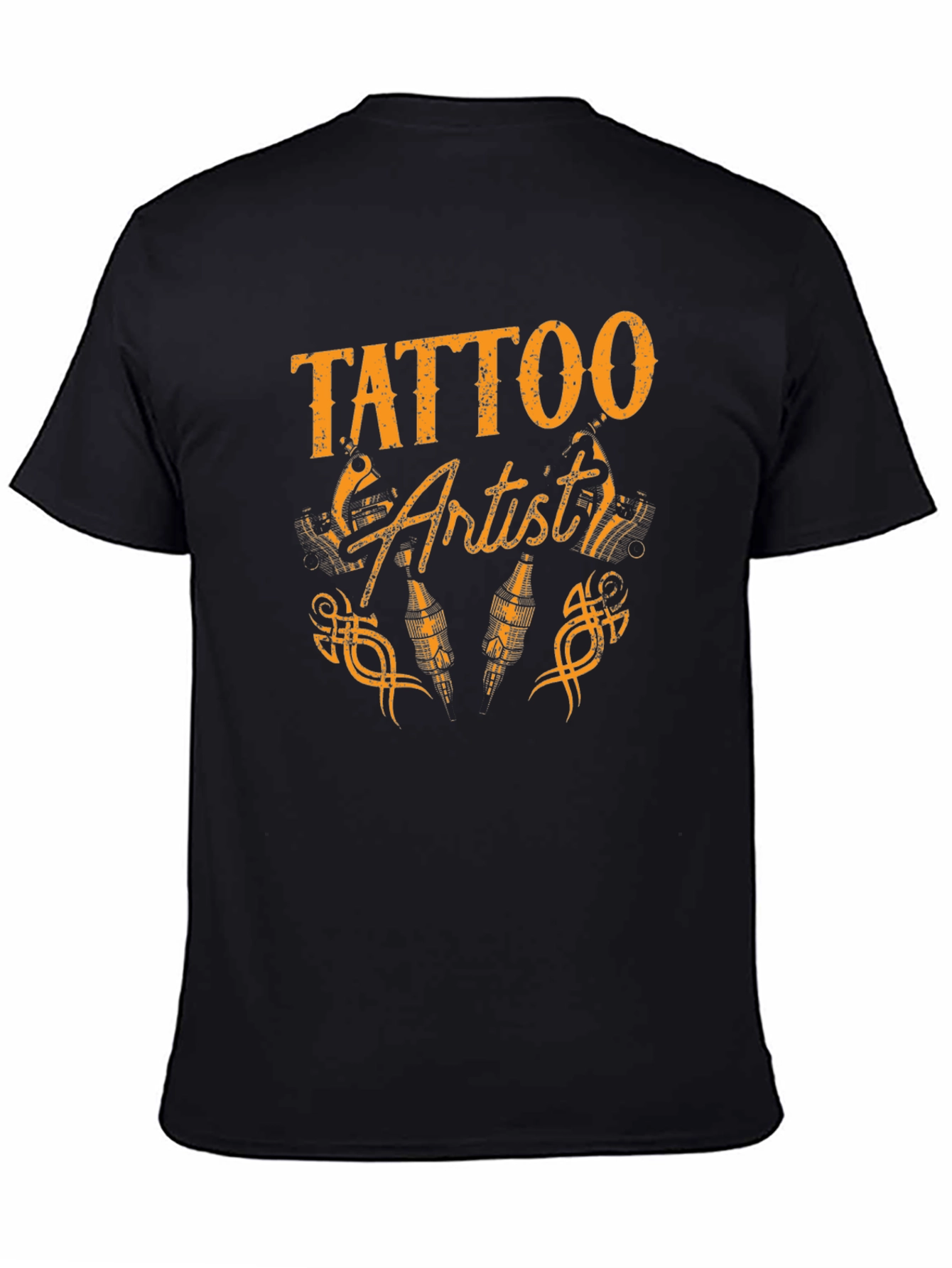 Black Tattoo Artist Graphic Tee - Black Cotton T-Shirt view 4