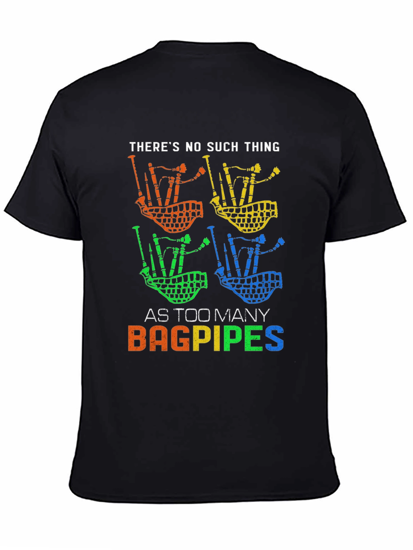 Black Bagpipes Graphic Tee - Too Many Bagpipes view 4