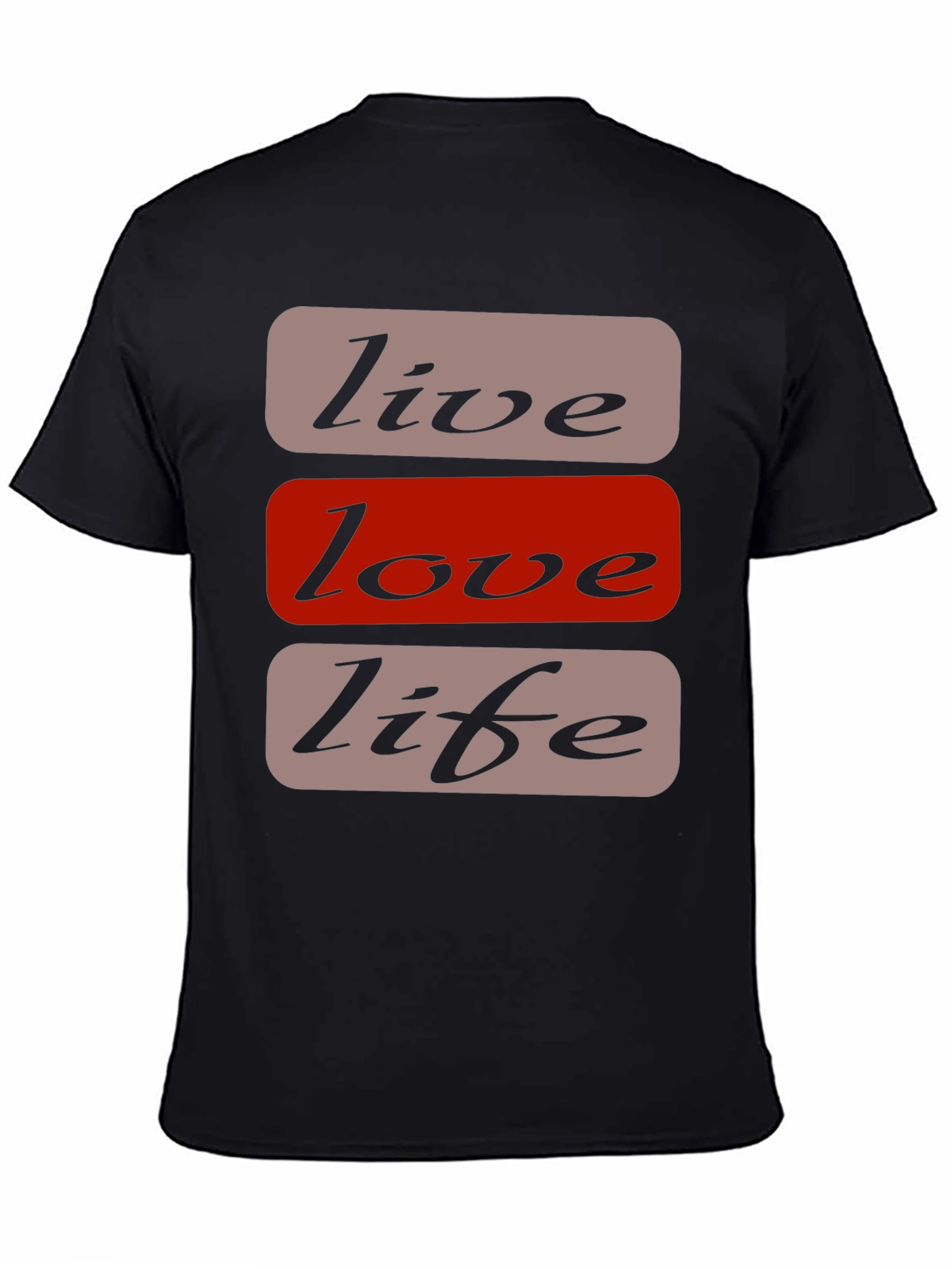 Black Live Love Life Graphic T-Shirt - Casual Black Tee view 4