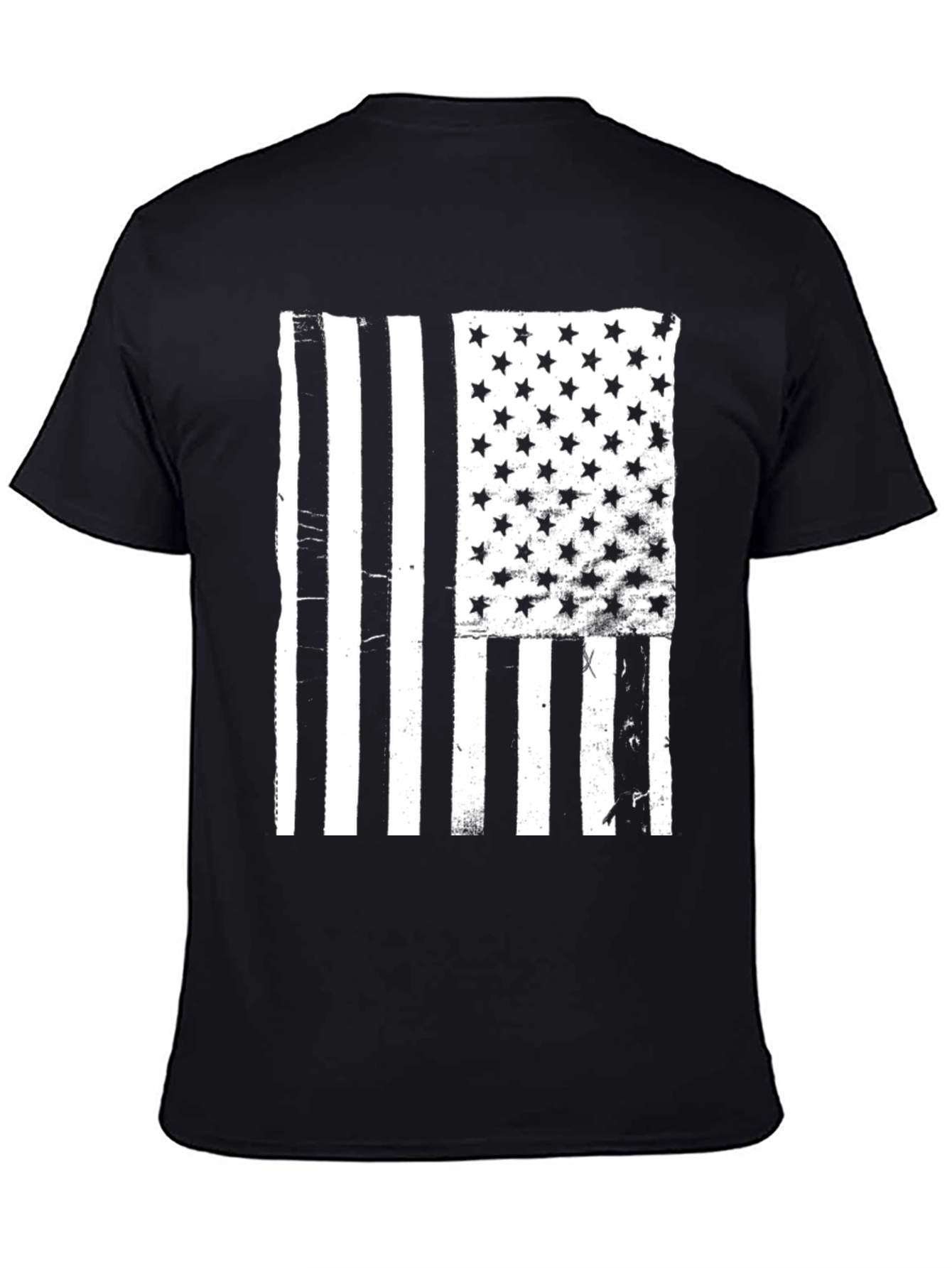 Black Distressed American Flag Graphic Tee view 4
