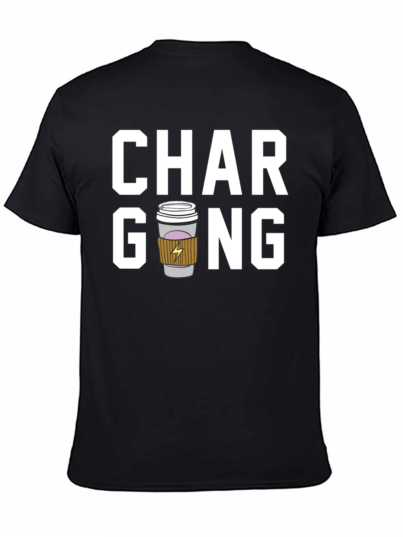 Black Charging Coffee Graphic T-Shirt view 4