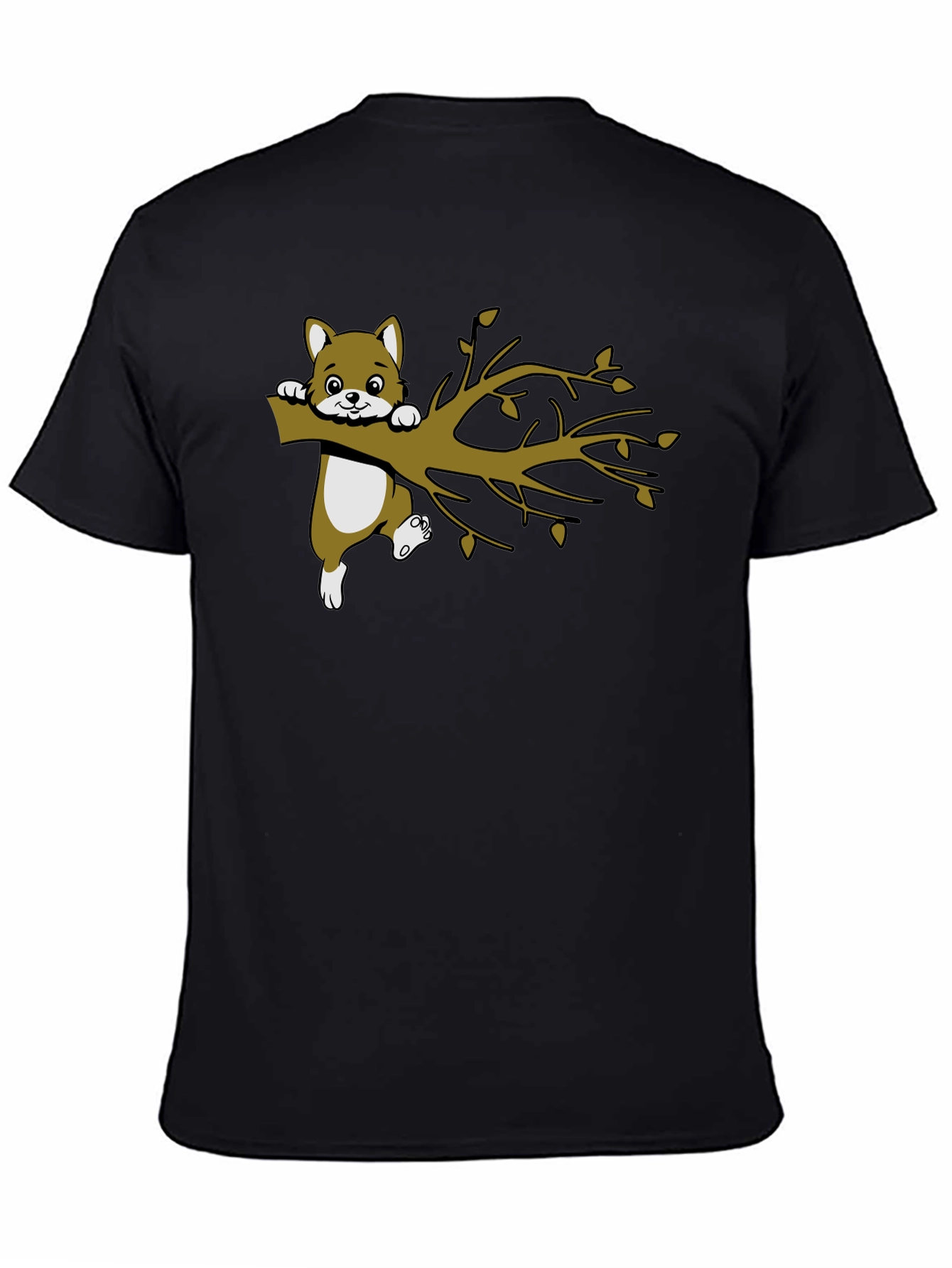 Black Cute Squirrel on Branch Graphic T-Shirt view 4
