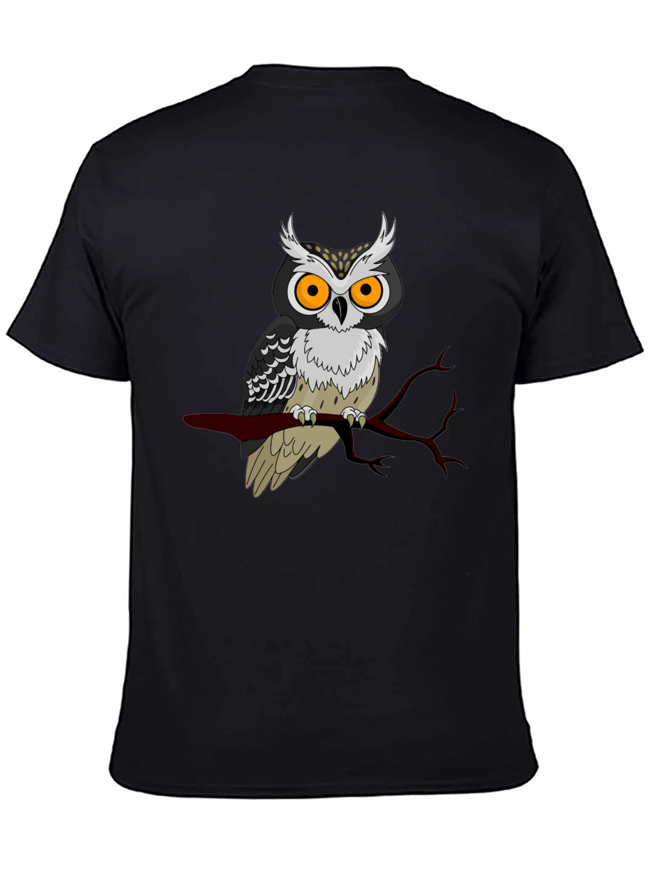 Black Owl Graphic Print Black T-Shirt view 4