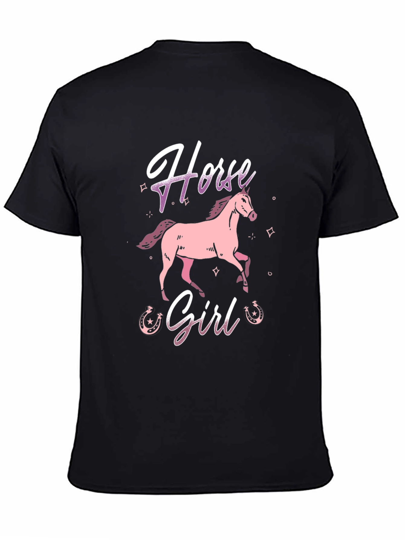 Black Horse Girl Graphic Tee - Black view 4