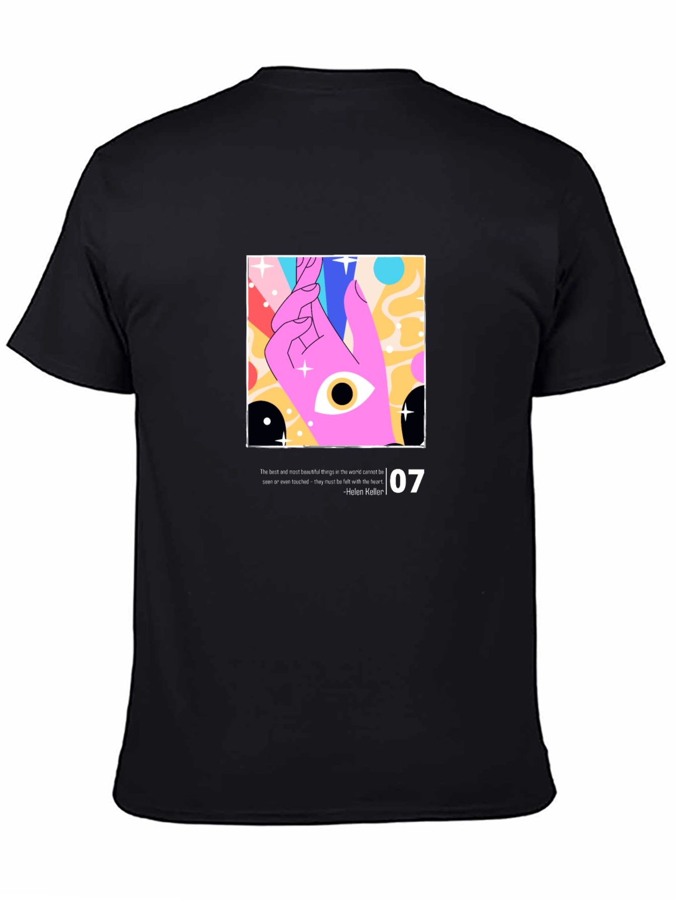 Black Modern Graphic T-Shirt - Artistic Eye Design view 4