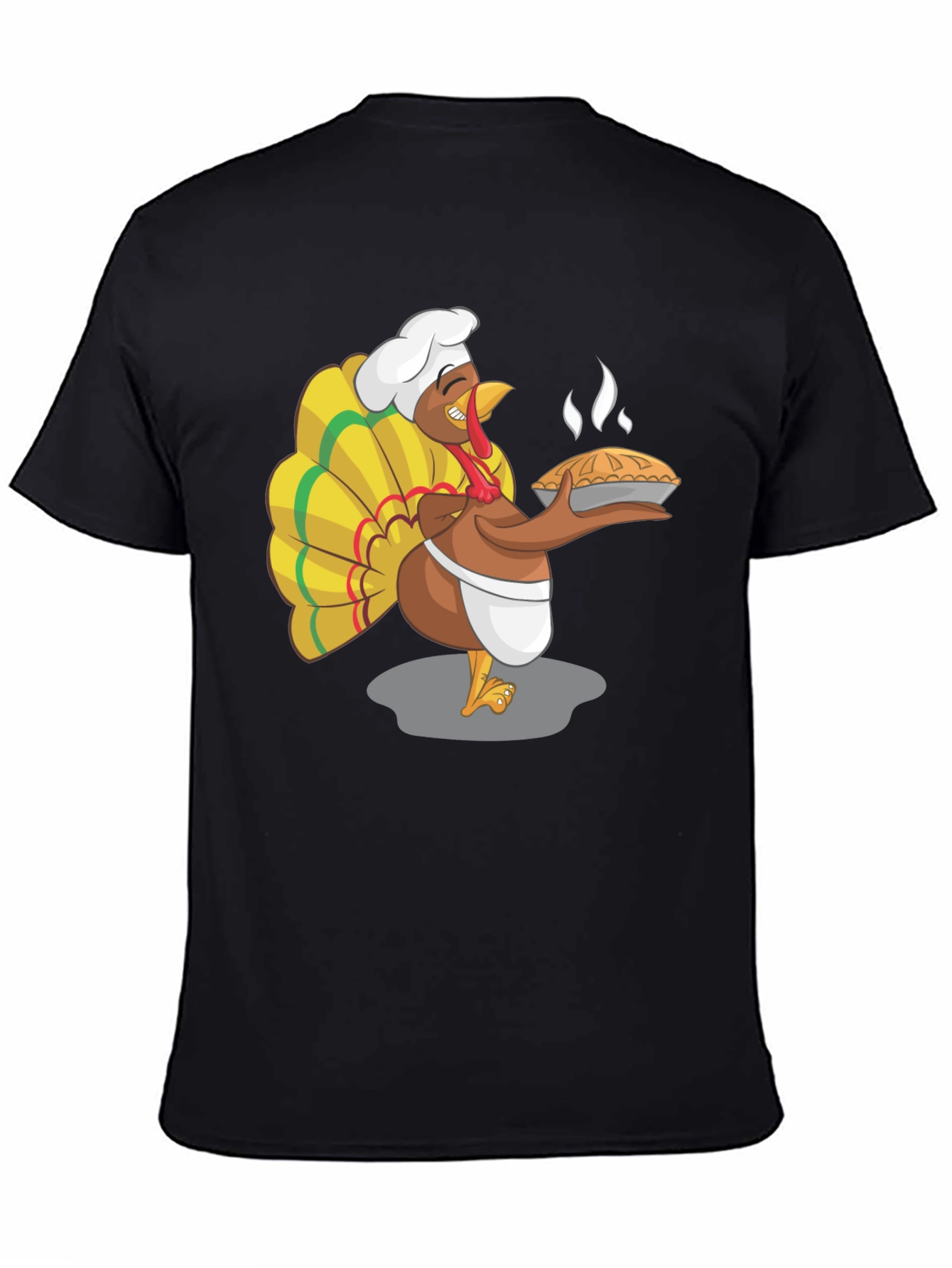 Black Funny Turkey Chef Pie Graphic T-Shirt view 4