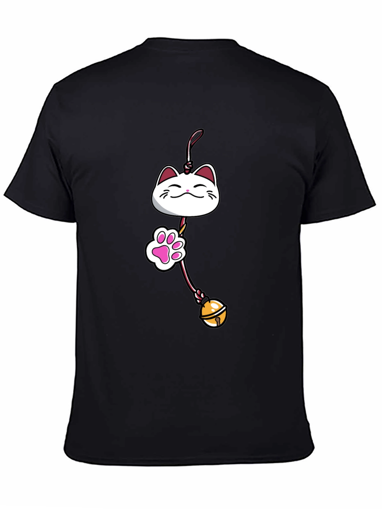 Black Lucky Cat Charm Graphic Tee - Black view 4