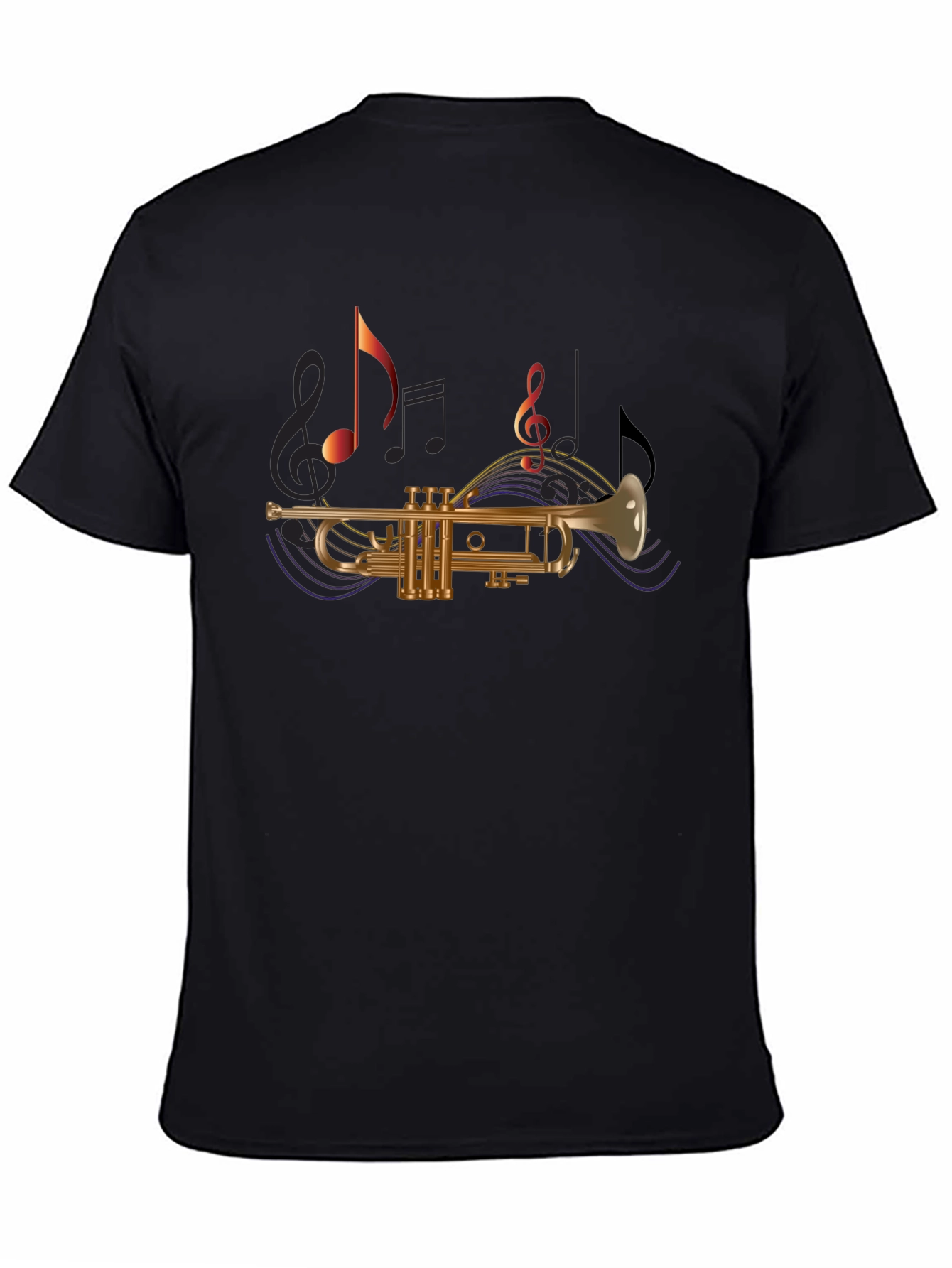 Black Trumpet & Music Note T-Shirt - Black view 4
