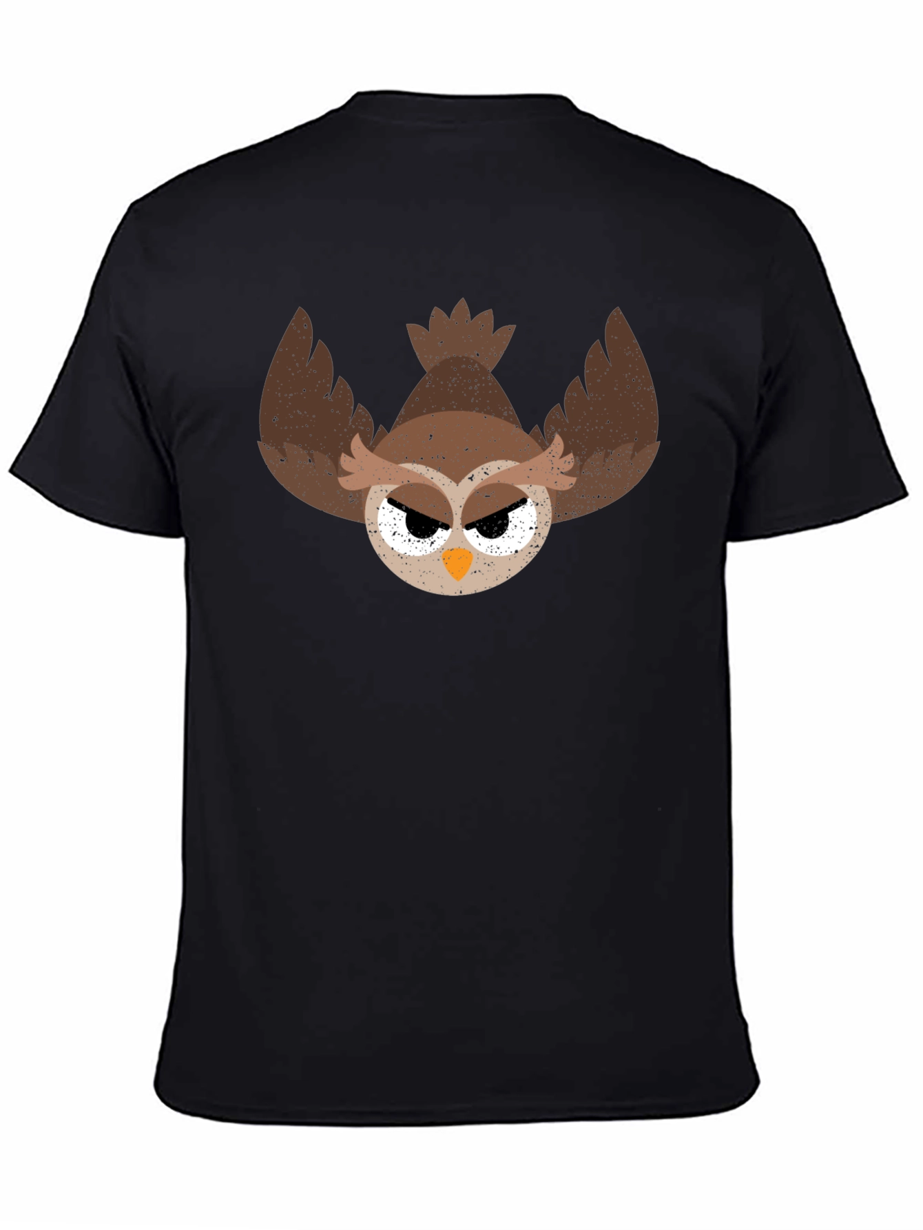 Black Grumpy Owl Graphic Tee - Men's Black T-Shirt view 4