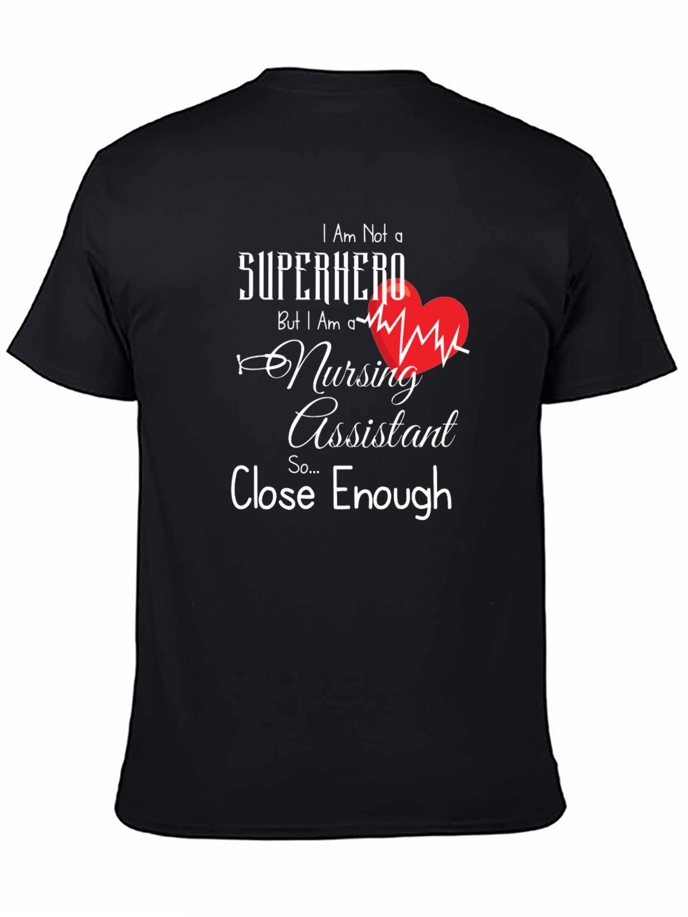 Black Nursing Assistant Superhero Graphic T-Shirt view 4