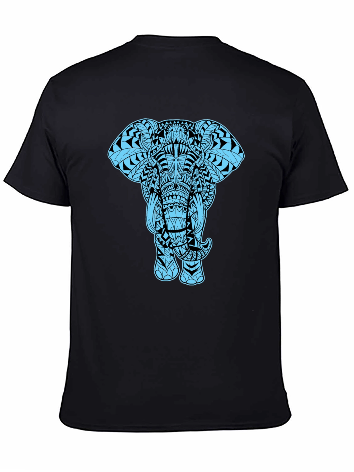 Black Elephant Graphic Tee - Black Cotton Blend Casual Shirt view 4