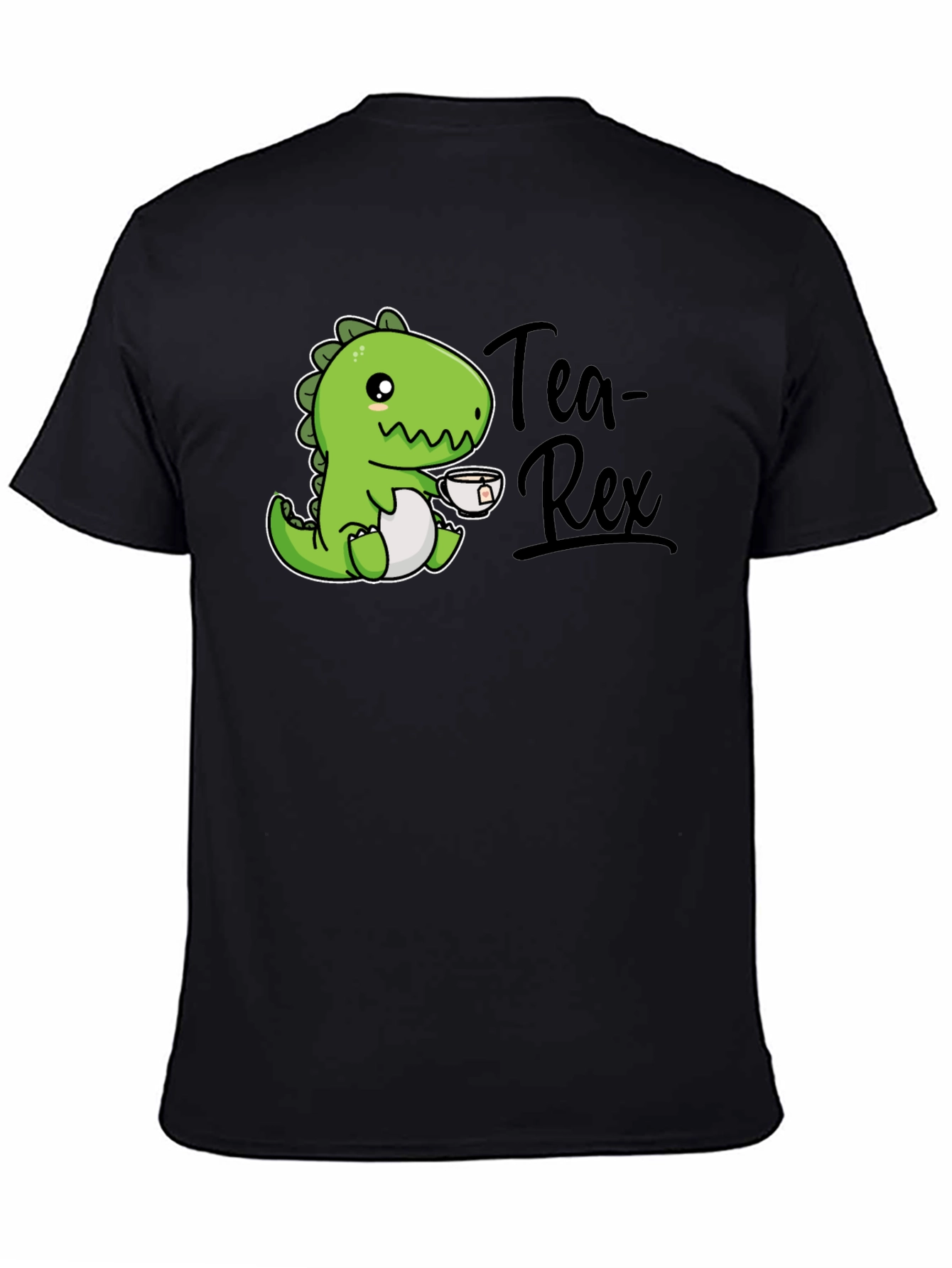 Black Tea Rex T-Shirt - Cute Dinosaur Graphic Tee view 4