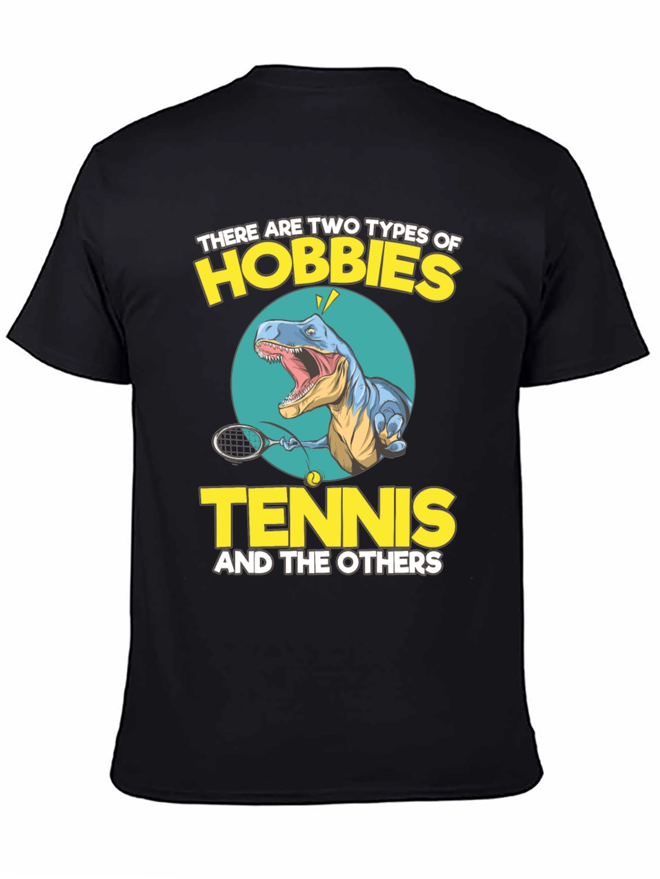 Black Tennis Dinosaur Graphic Tee - Funny Hobby Shirt view 4