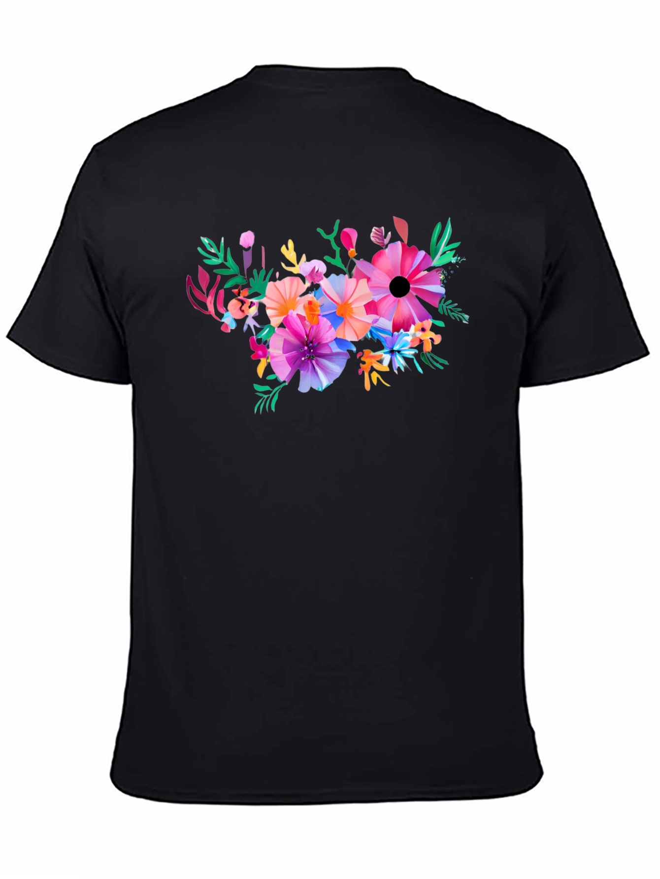 Black Floral Graphic Black T-Shirt view 4