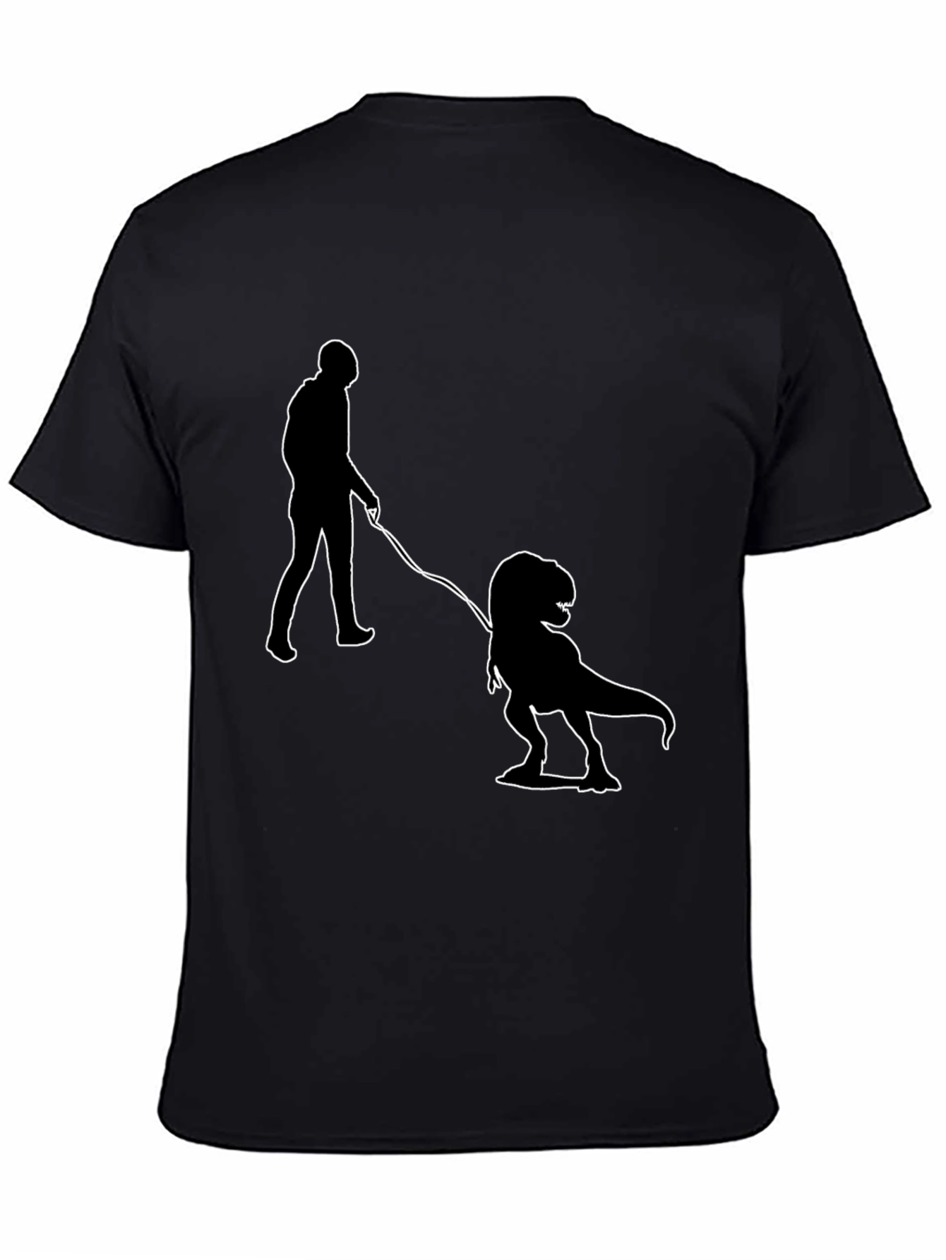 Black Dino Walk T-Shirt - Funny Novelty Tee view 4