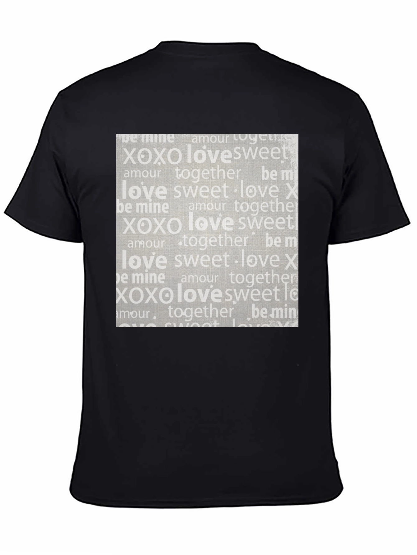 Black Love XOXO Pattern Black T-Shirt view 4