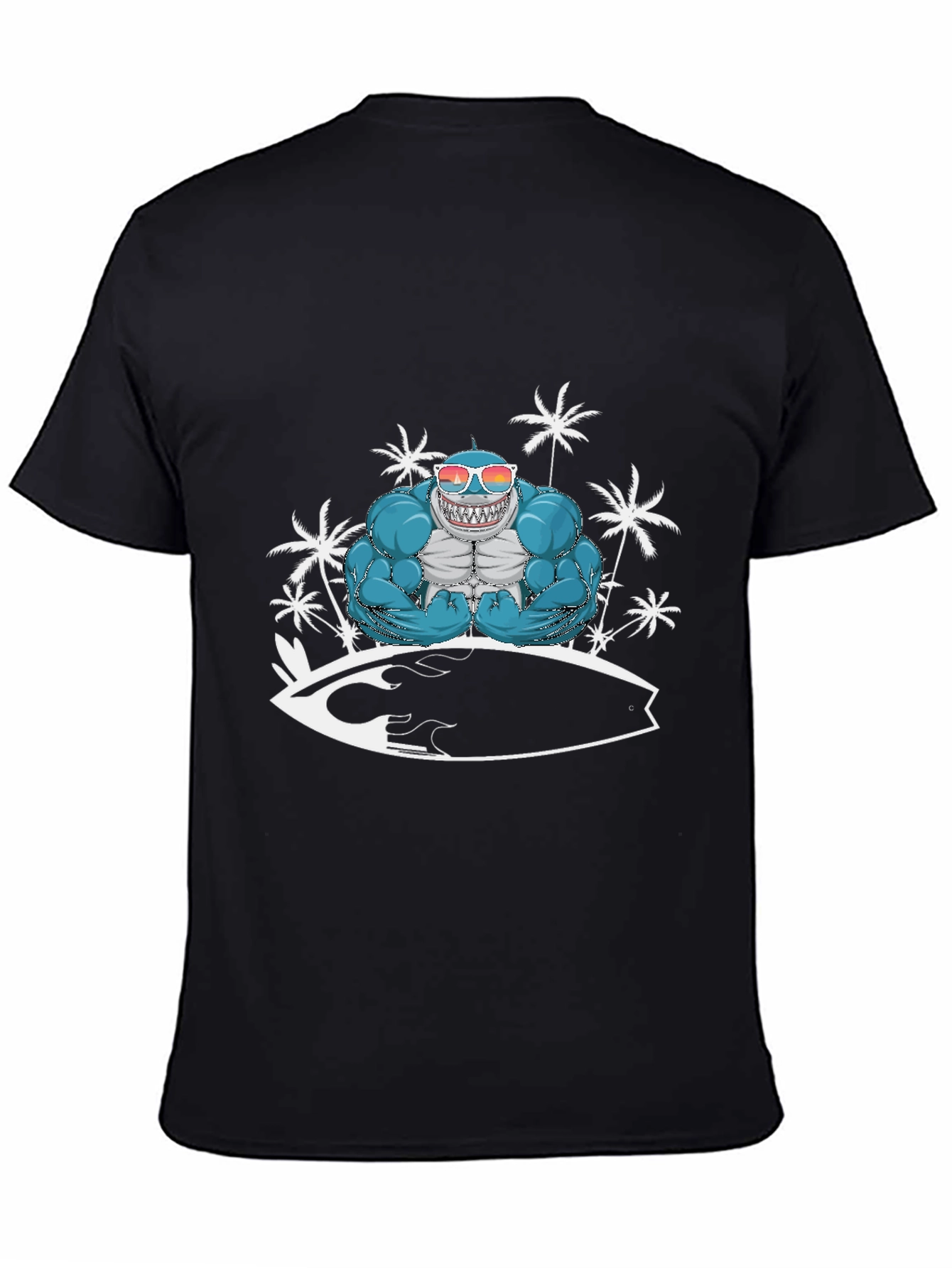 Black Shark Surf T-Shirt: Beach Muscle Graphic Tee view 4