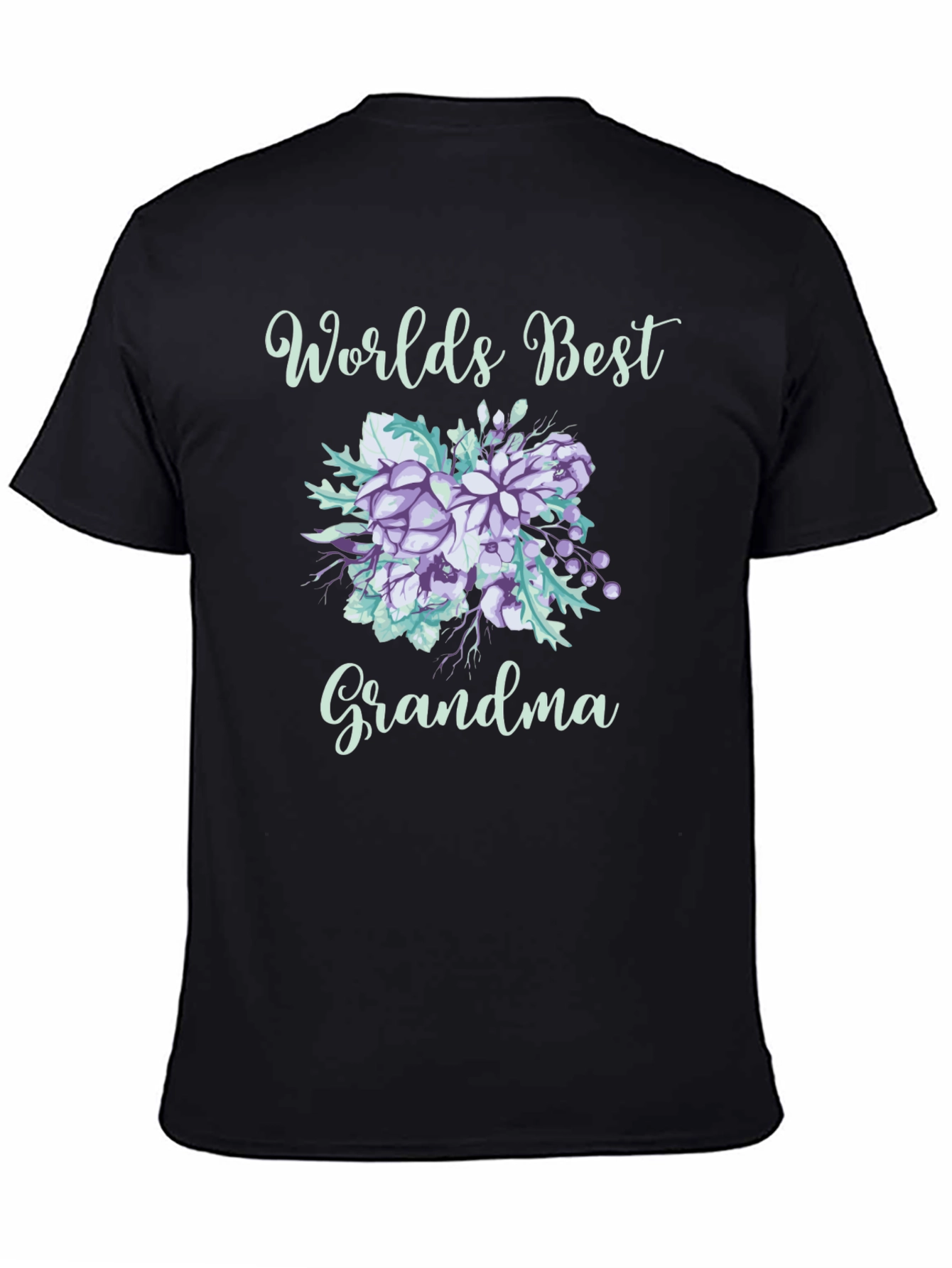 Black World's Best Grandma Floral T-Shirt view 4
