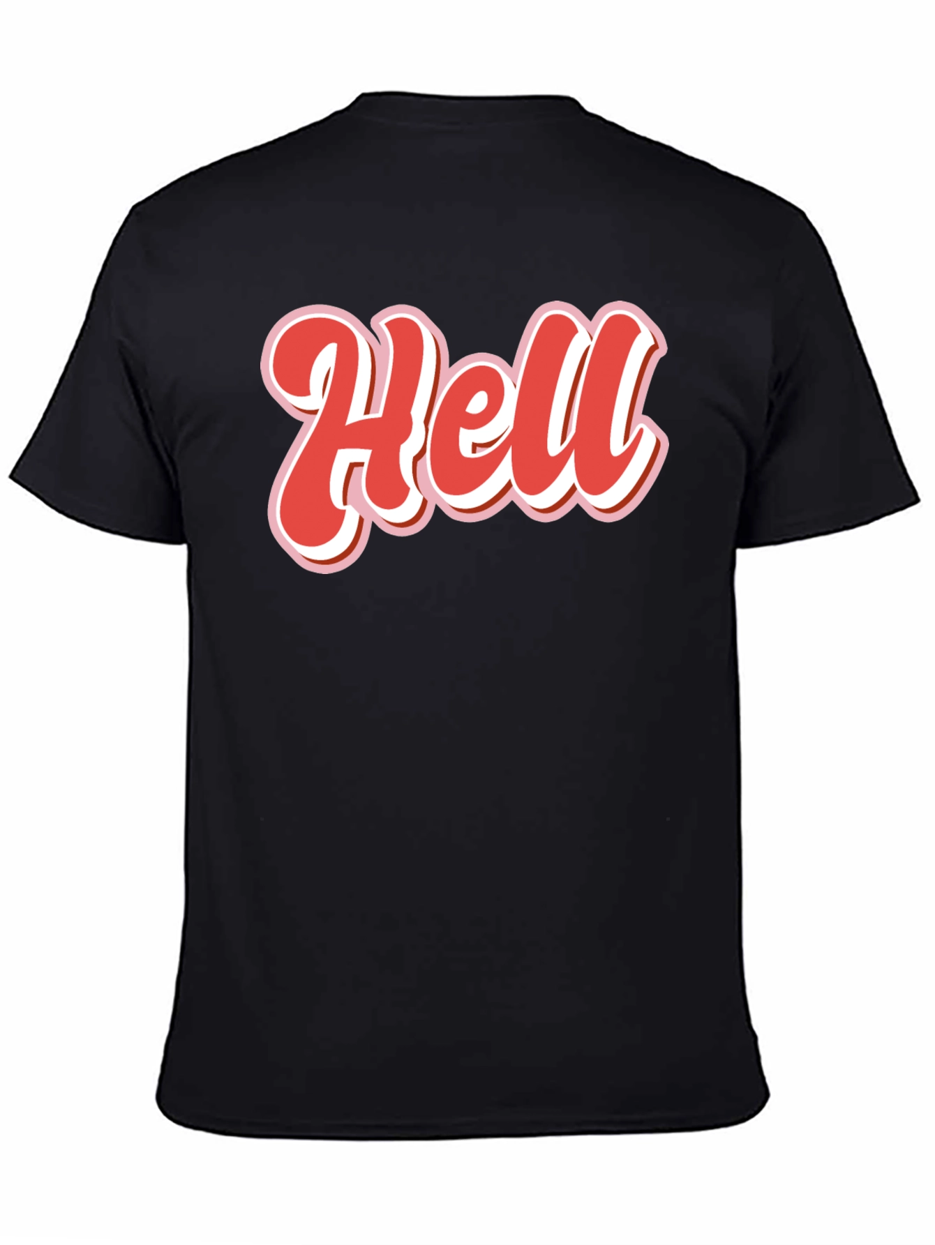 Black Retro "Hell" Graphic Tee - Black Cotton Blend Shirt view 4
